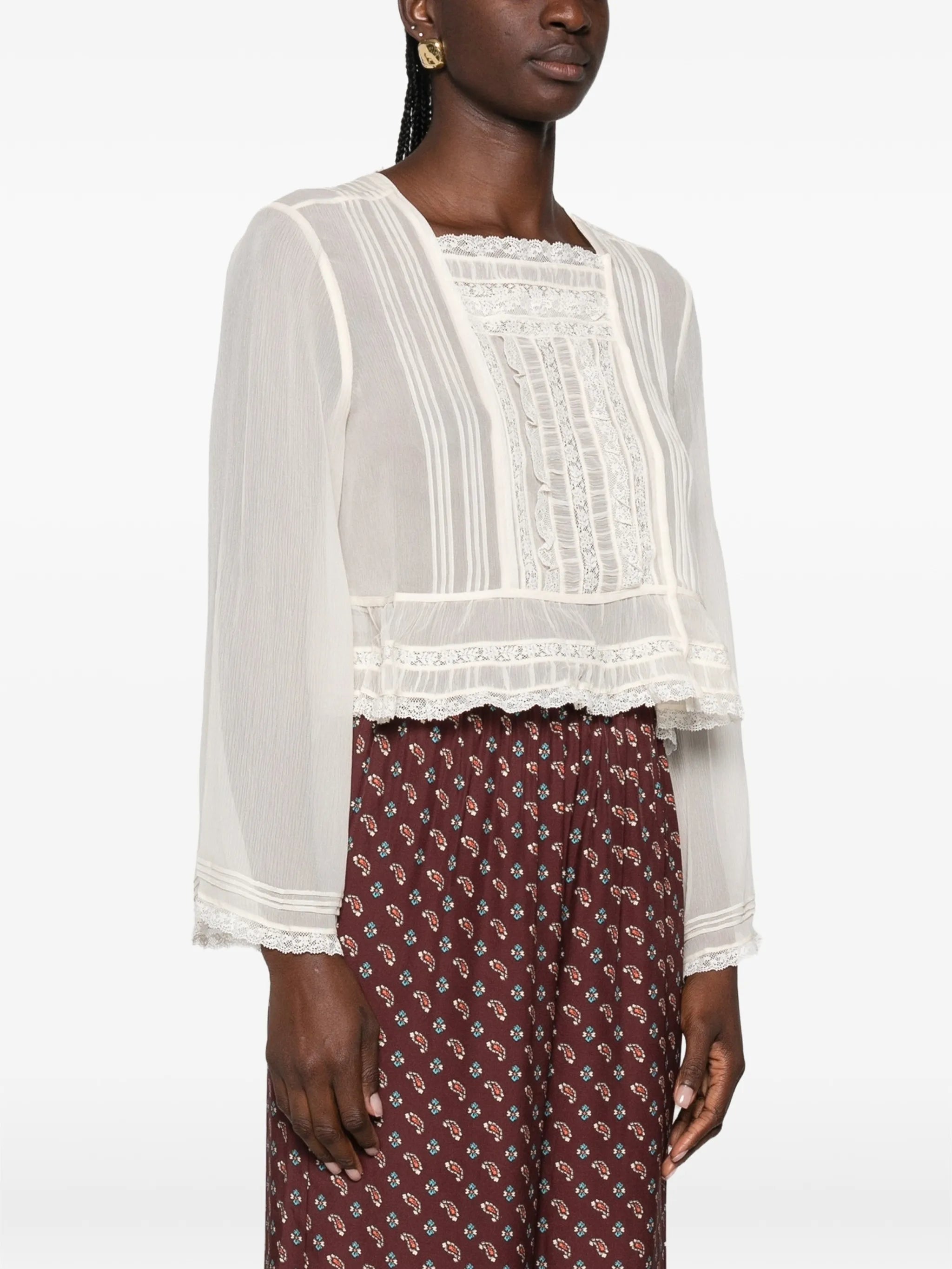 Elodine lace-trim blouse