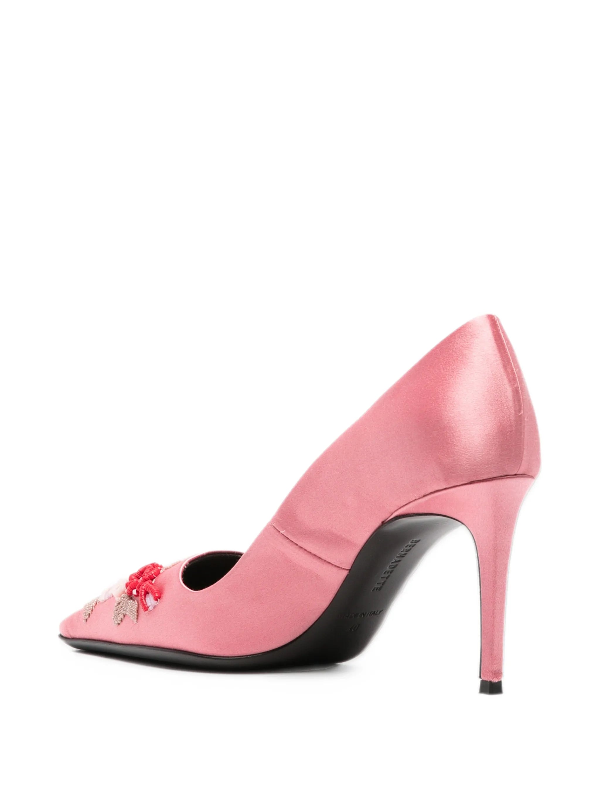classic satin high-heel pumps rose-embroidered