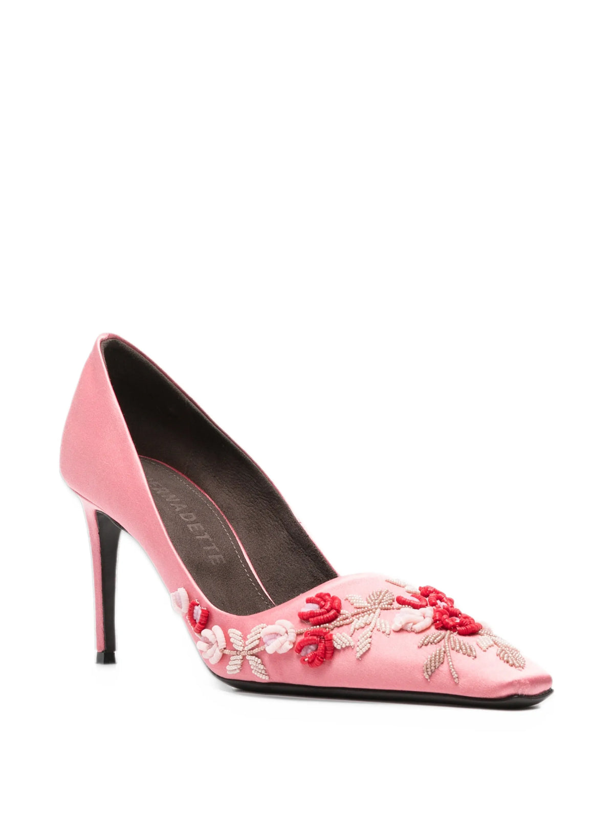 classic satin high-heel pumps rose-embroidered