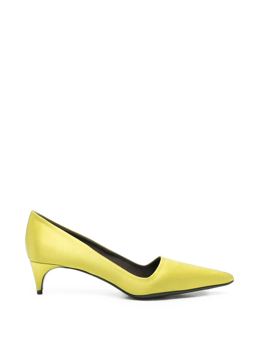 satin heeled pumps