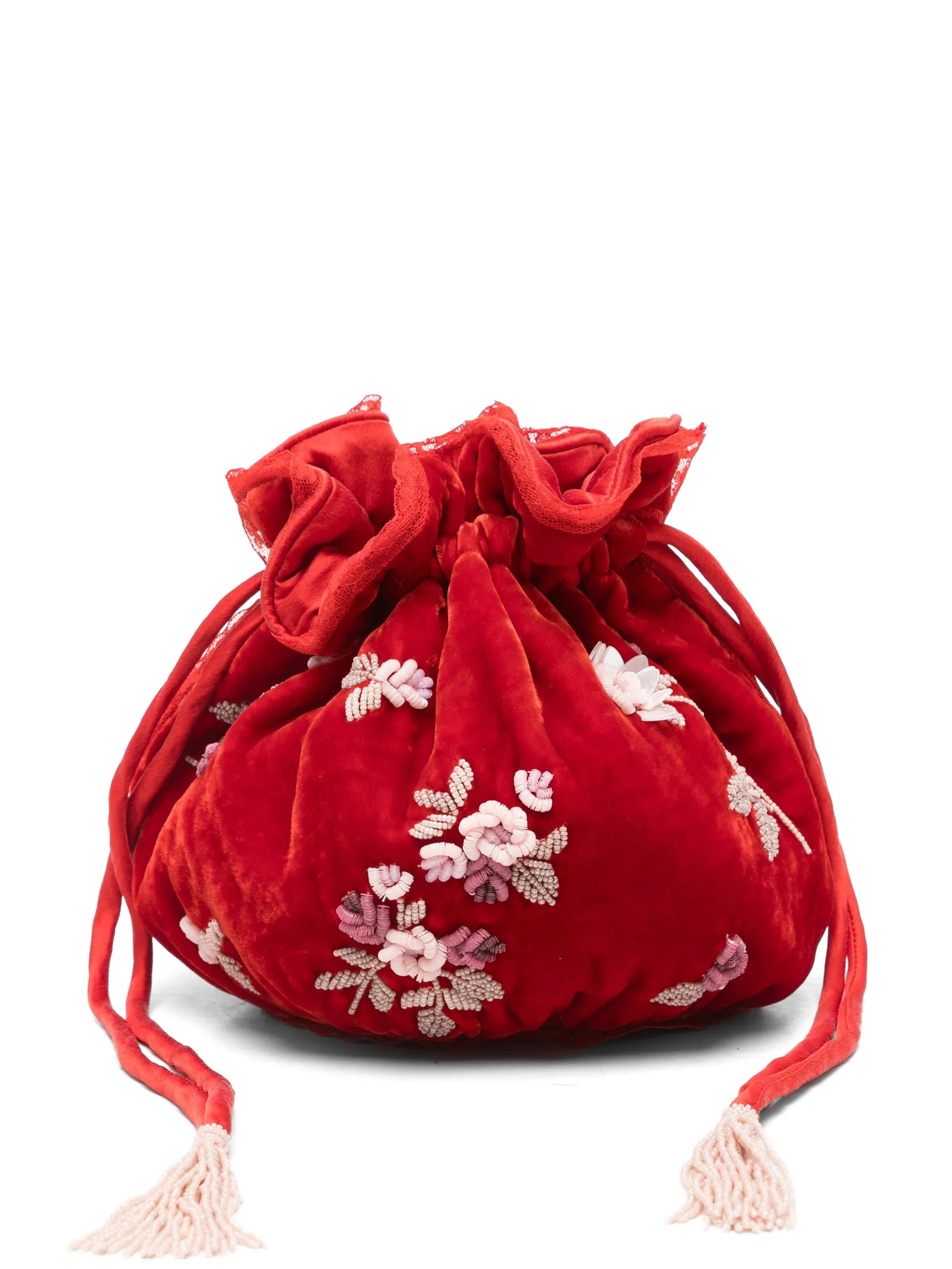Round embroidered bucket bag