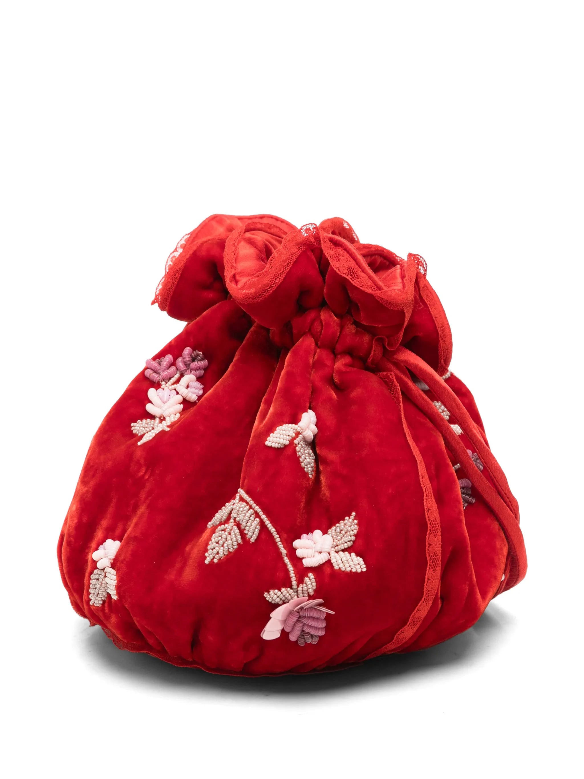 Round embroidered bucket bag