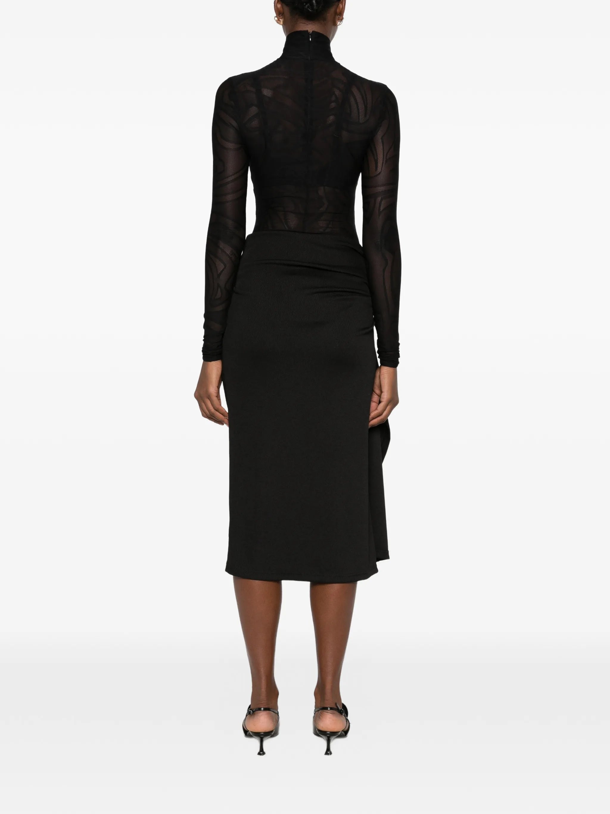 sheer mock-neck bodysuit