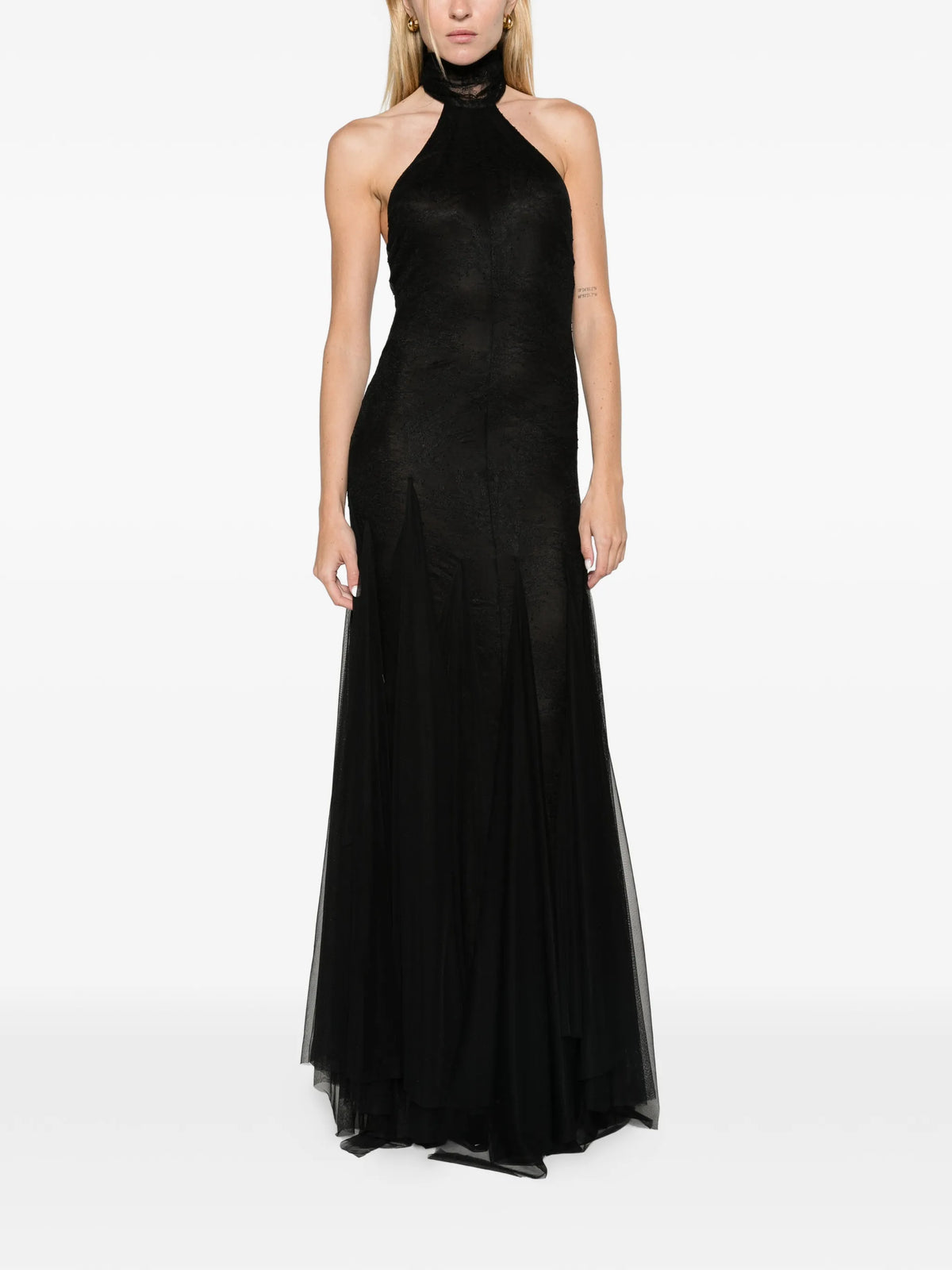 Elowen maxi dress in black fine lace