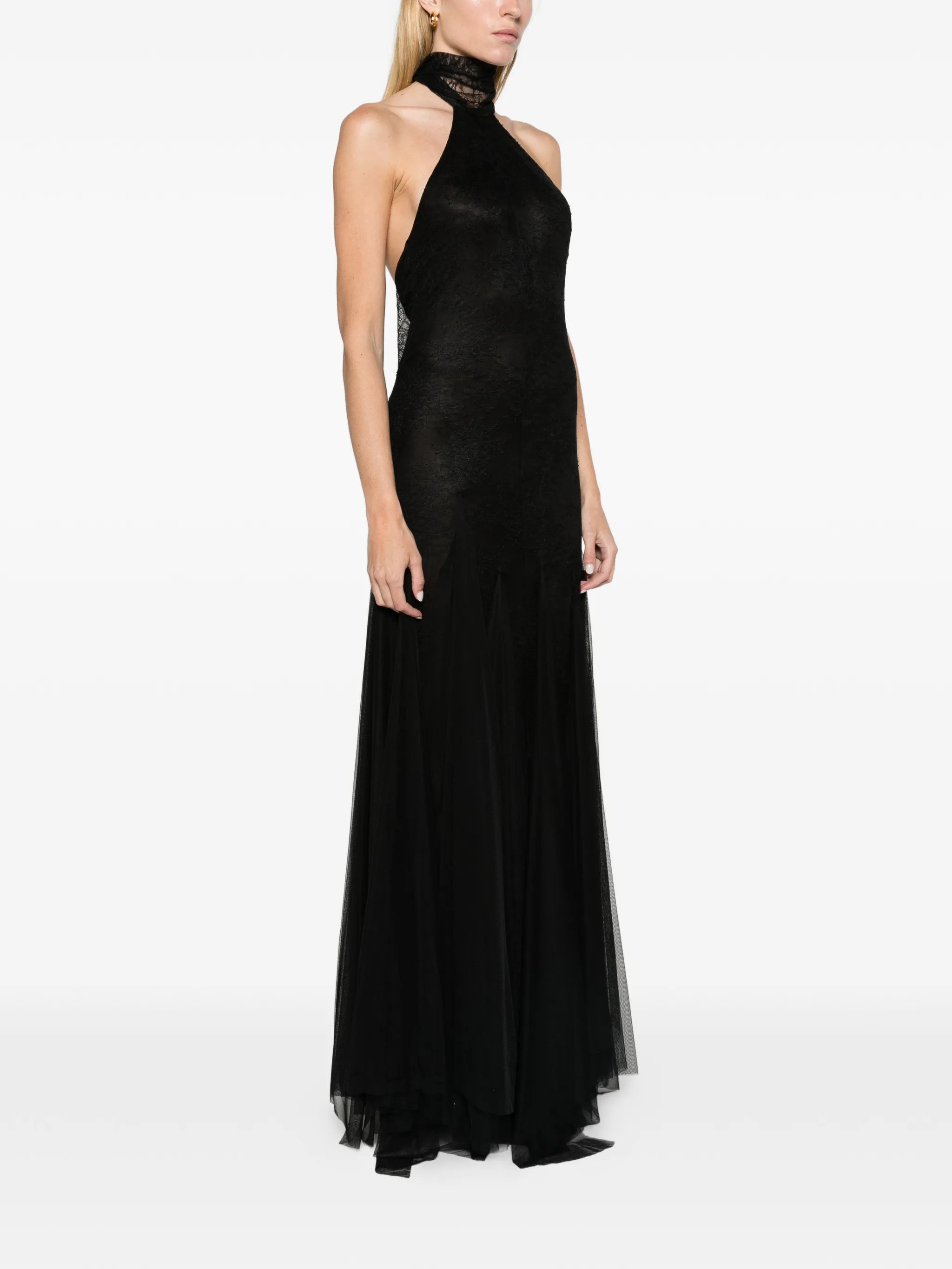 Elowen maxi dress in black fine lace