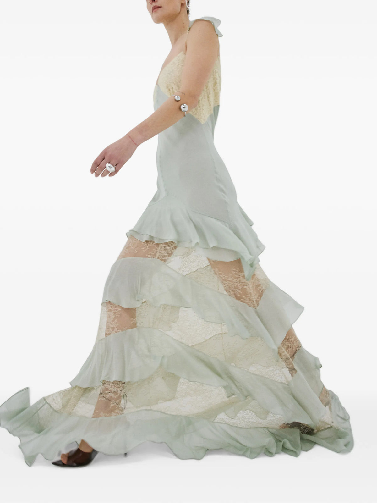 Auralite lace ruffled maxi dress