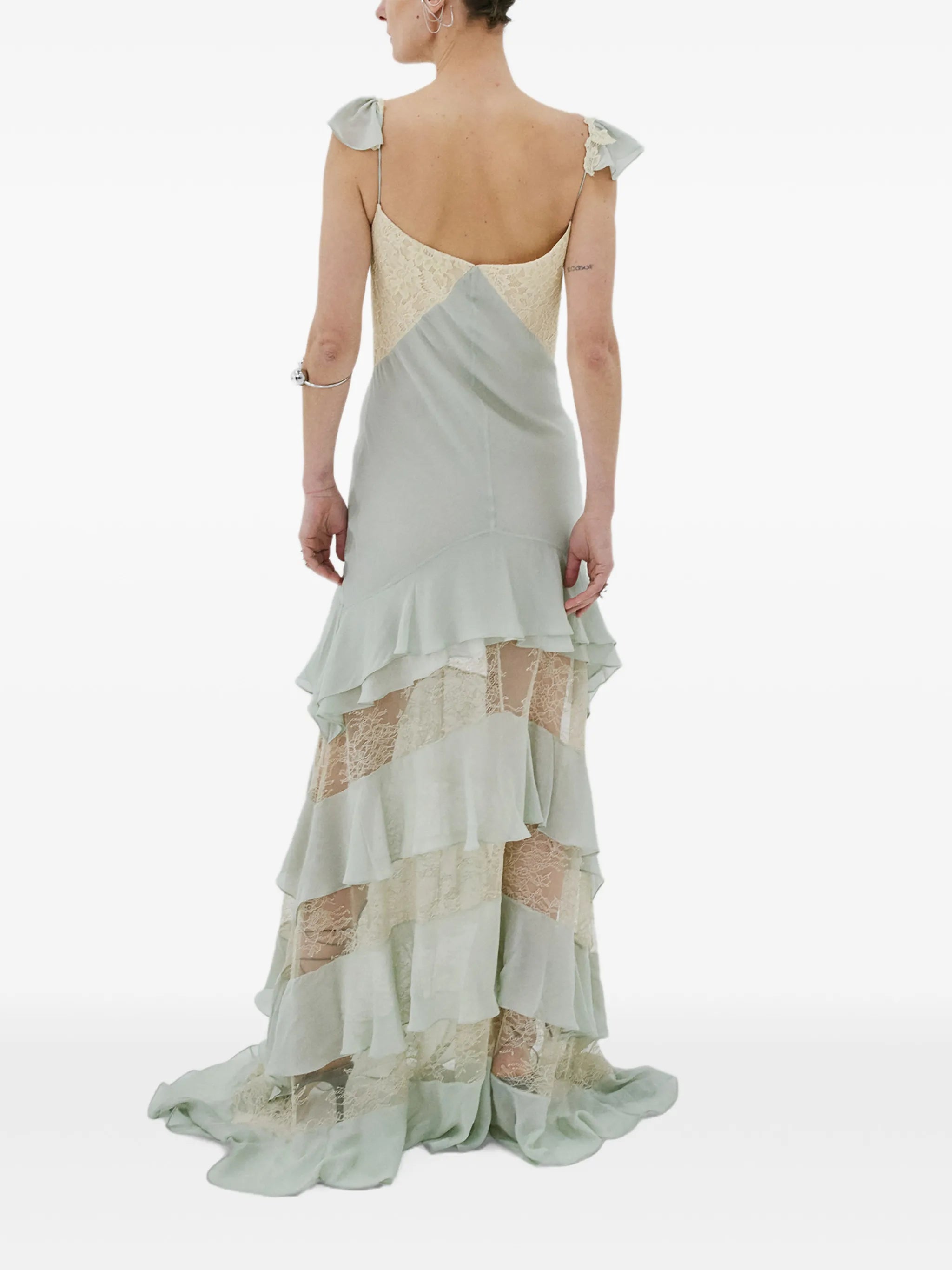 Auralite lace ruffled maxi dress