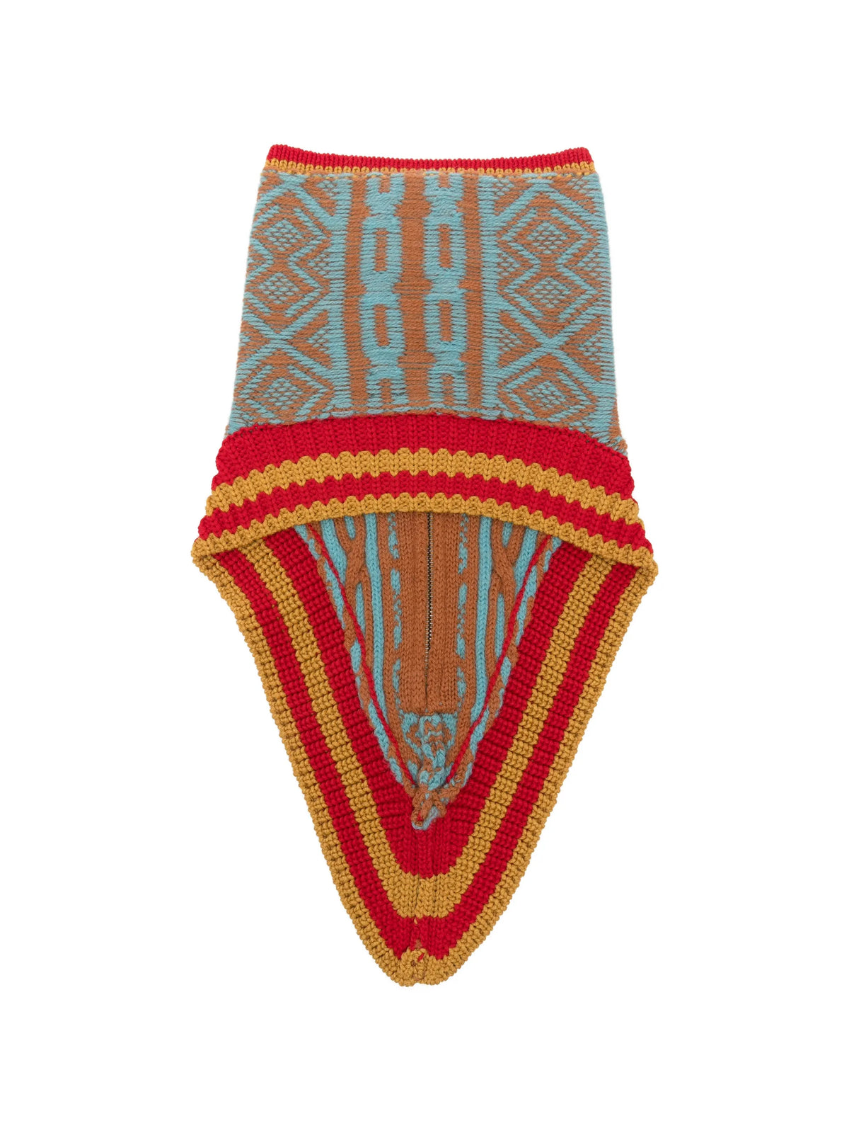 geometric-pattern zip-up collar