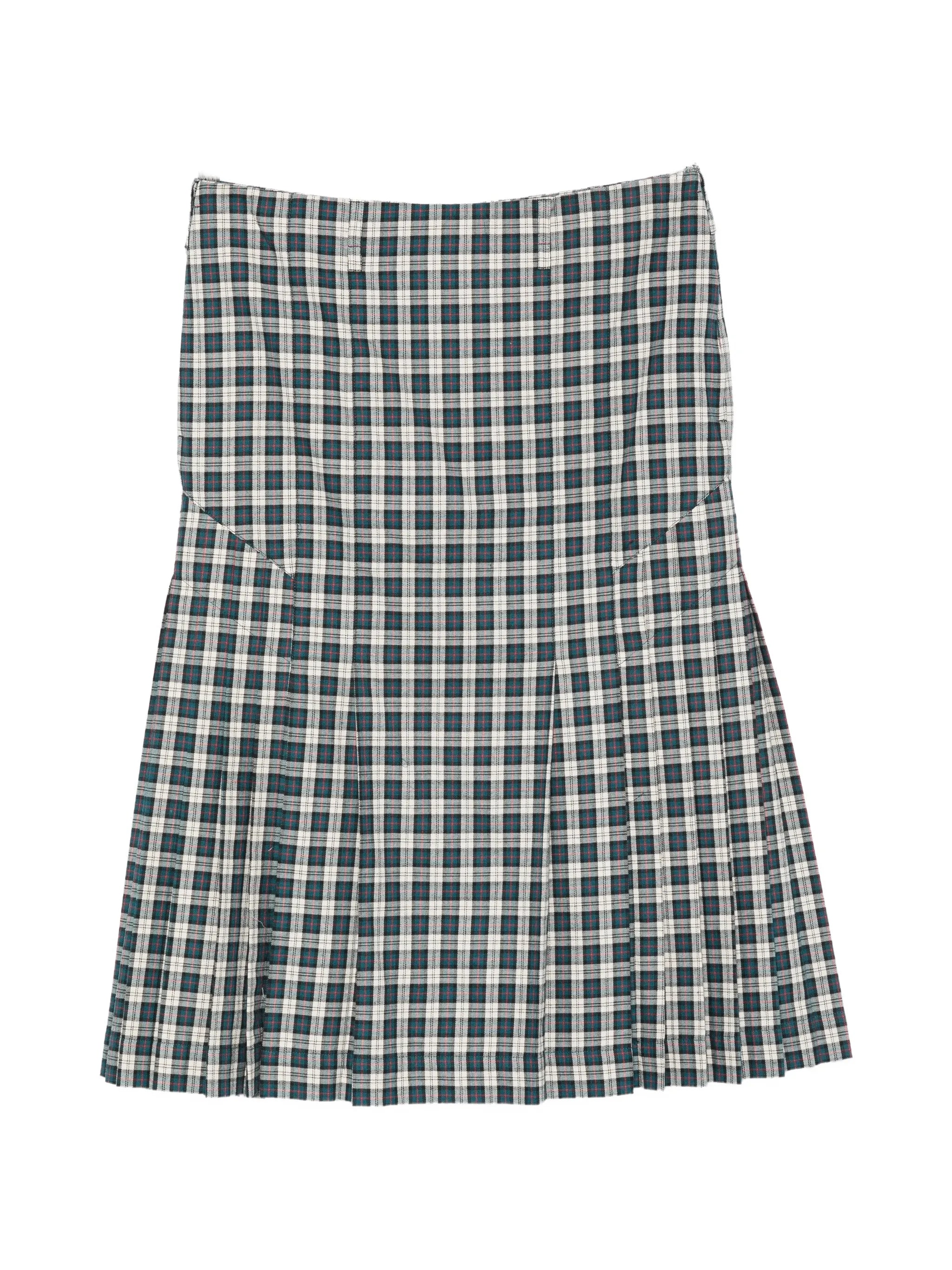 Sianora check-pattern midi pleated skirt