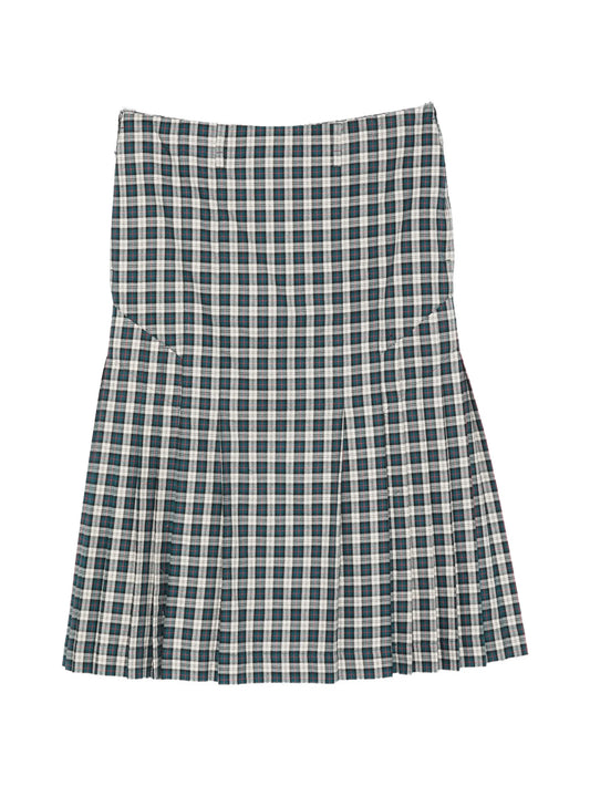 Sianora check-pattern midi pleated skirt