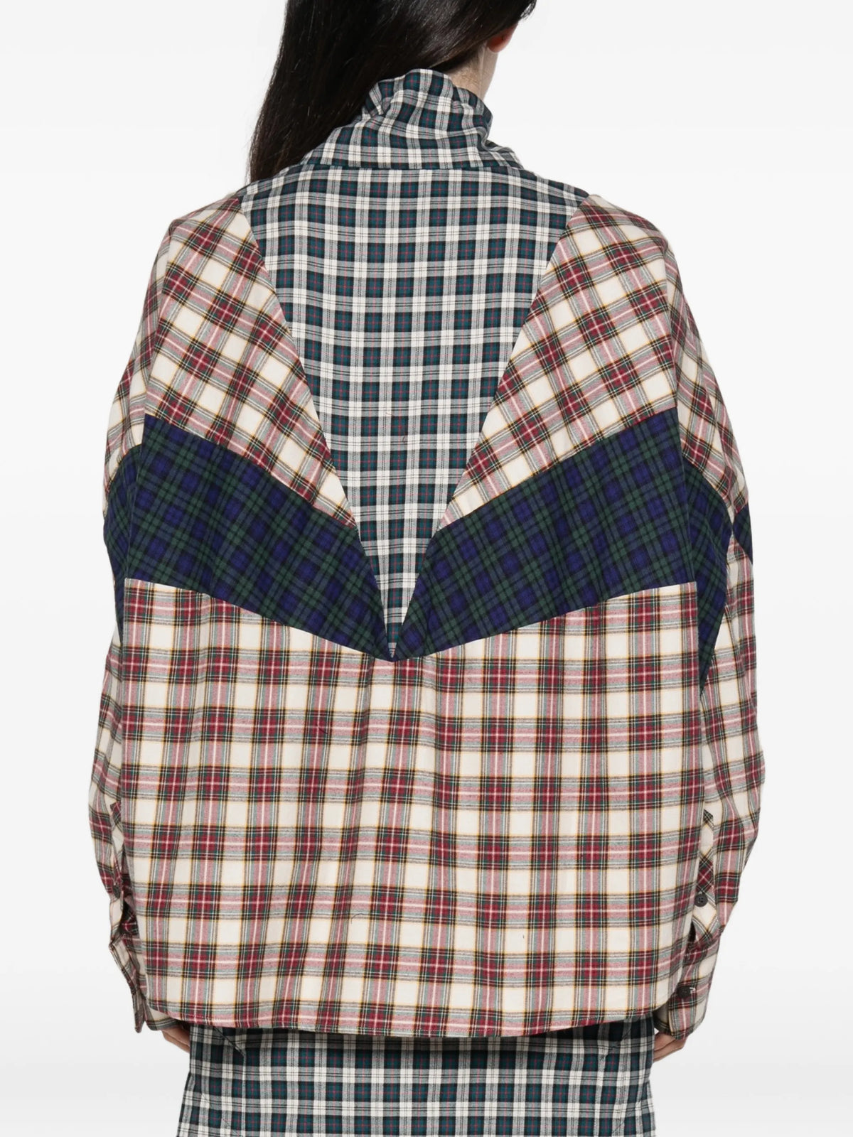 patchwork check-pattern shirt