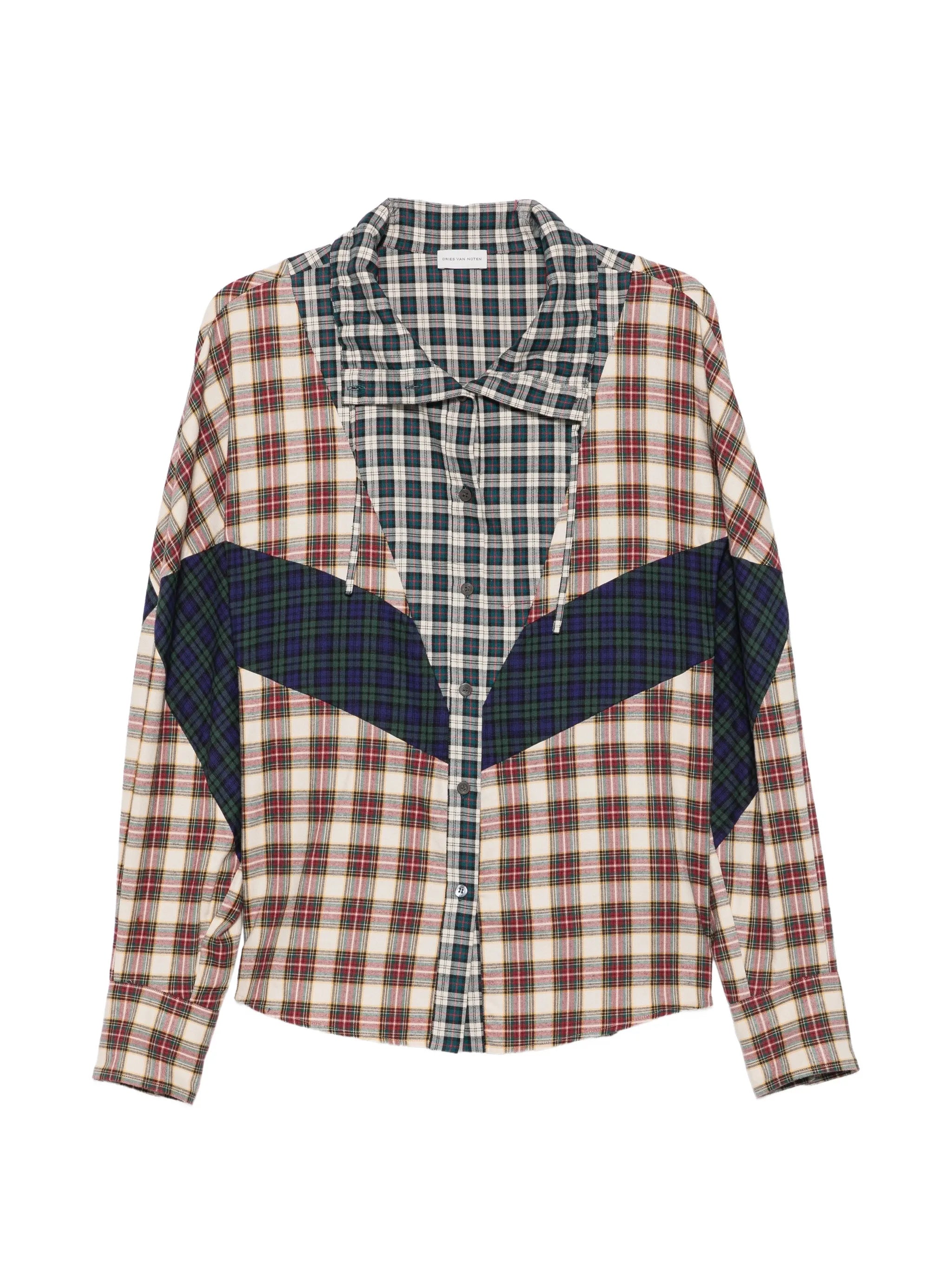 patchwork check-pattern shirt