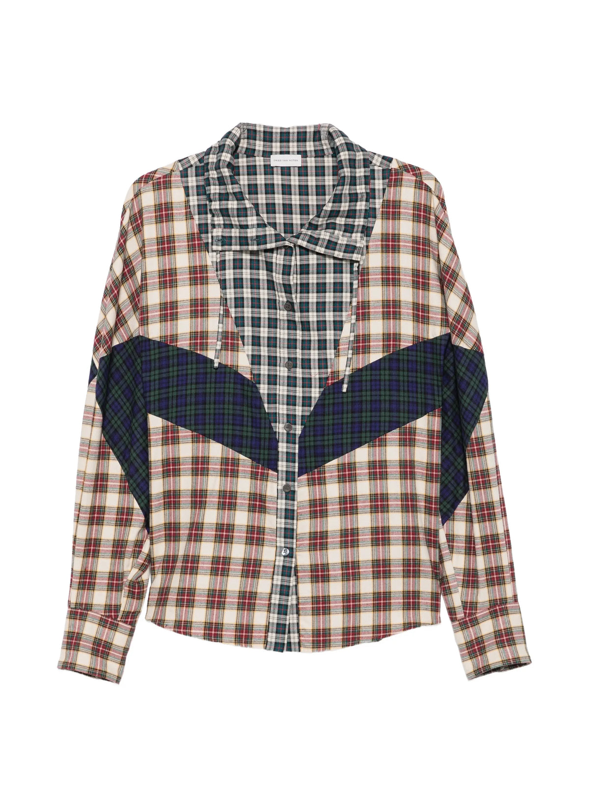patchwork check-pattern shirt