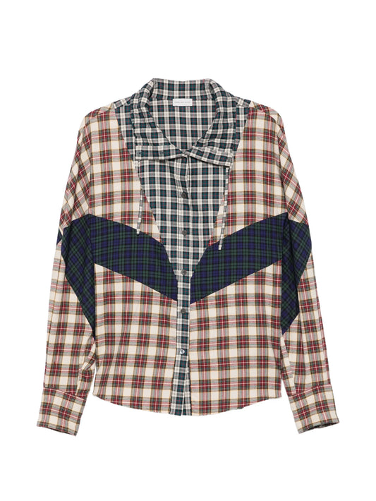 patchwork check-pattern shirt
