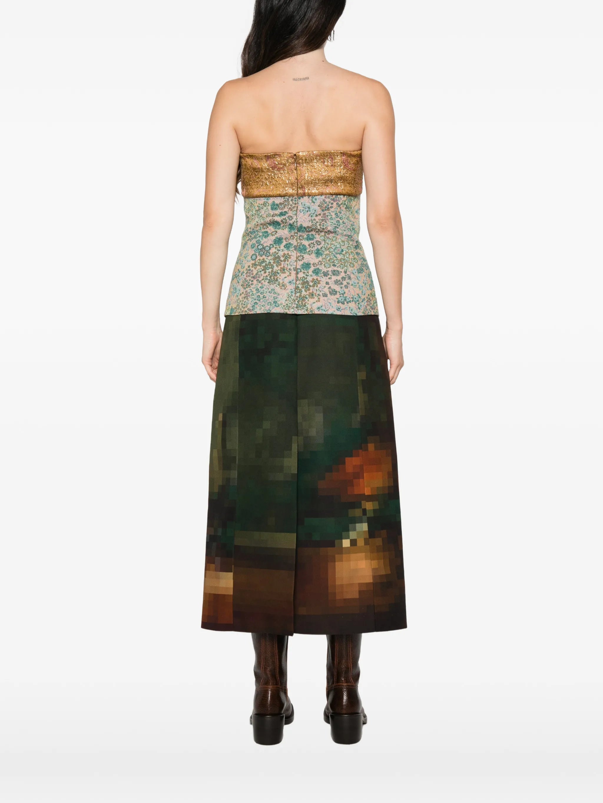 floral-jacquard bustier top