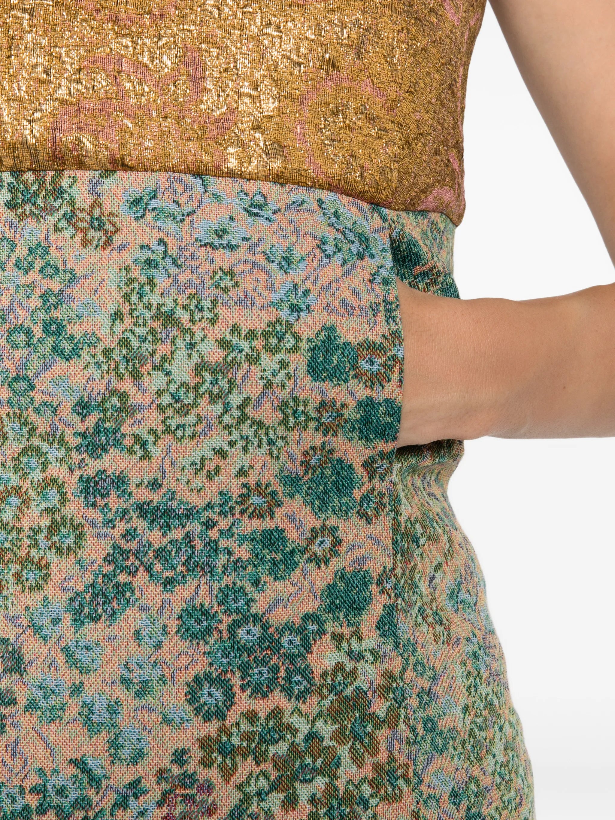 floral-jacquard bustier top
