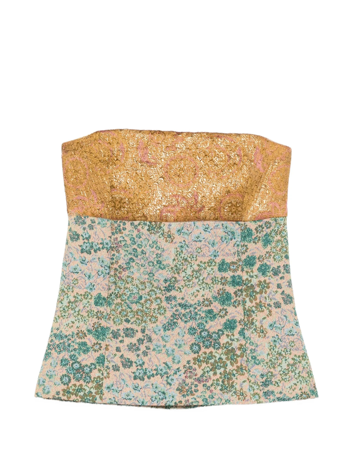 floral-jacquard bustier top