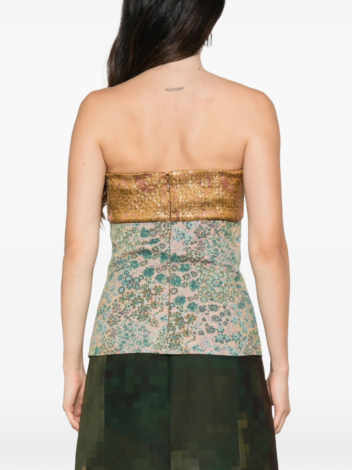 floral-jacquard bustier top
