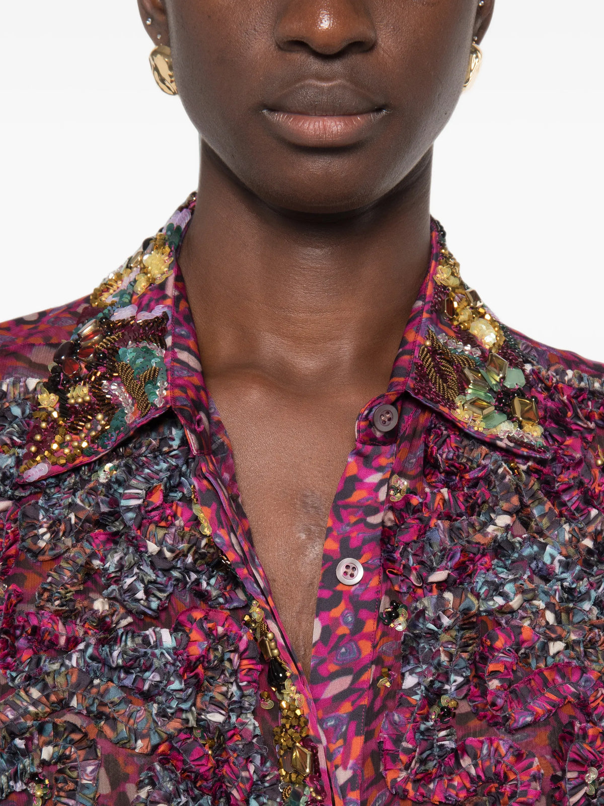 sequin-embellished ruffled shirt