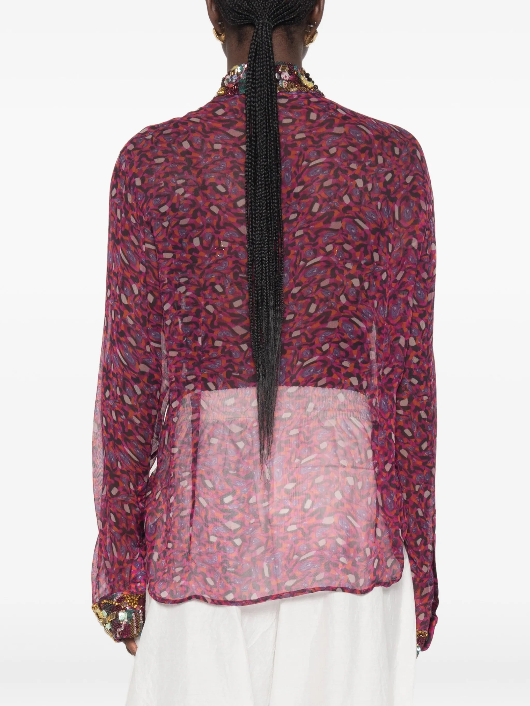 sequin-embellished ruffled shirt