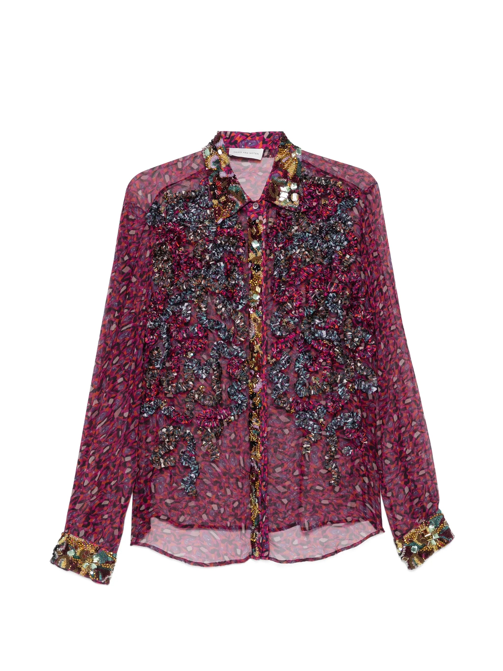sequin-embellished ruffled shirt