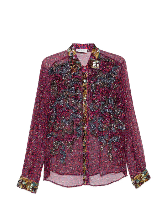 sequin-embellished ruffled shirt