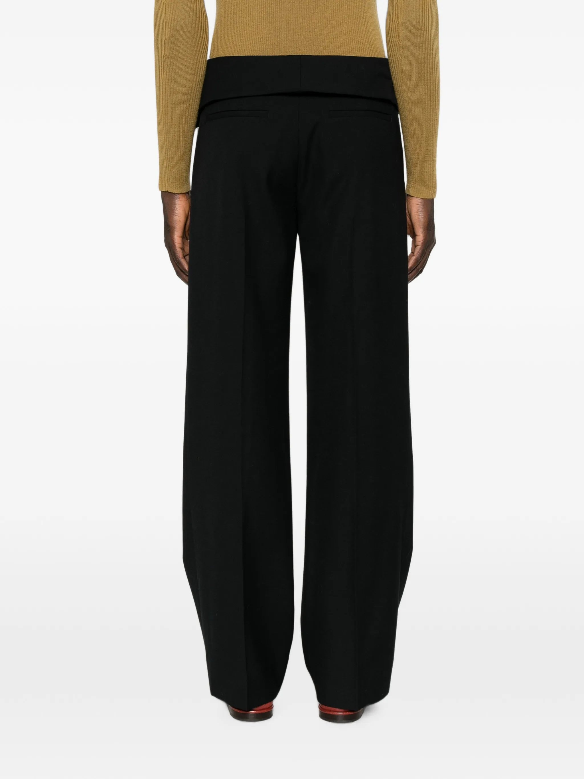 fold-over-waist flared trousers