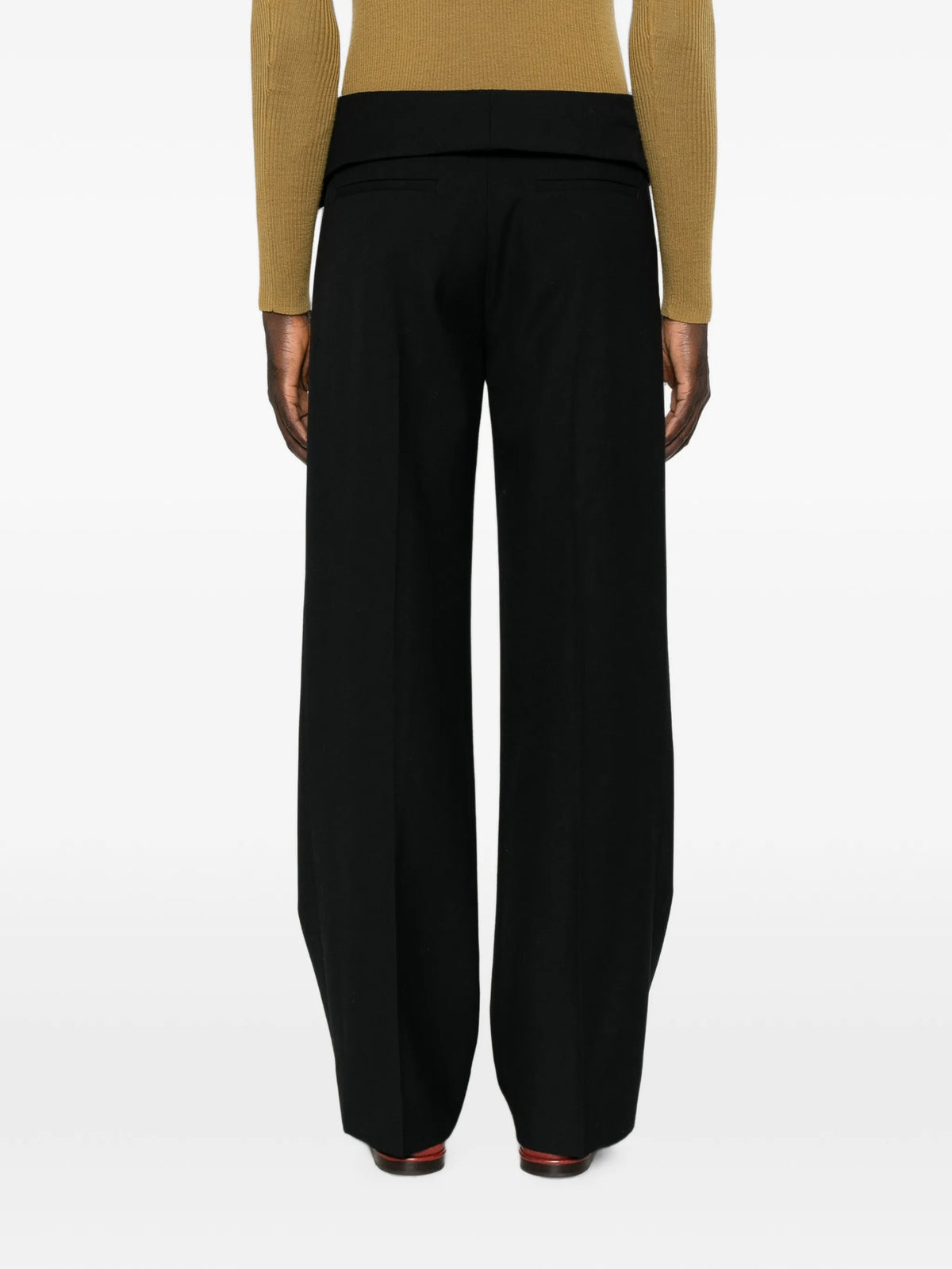fold-over-waist flared trousers