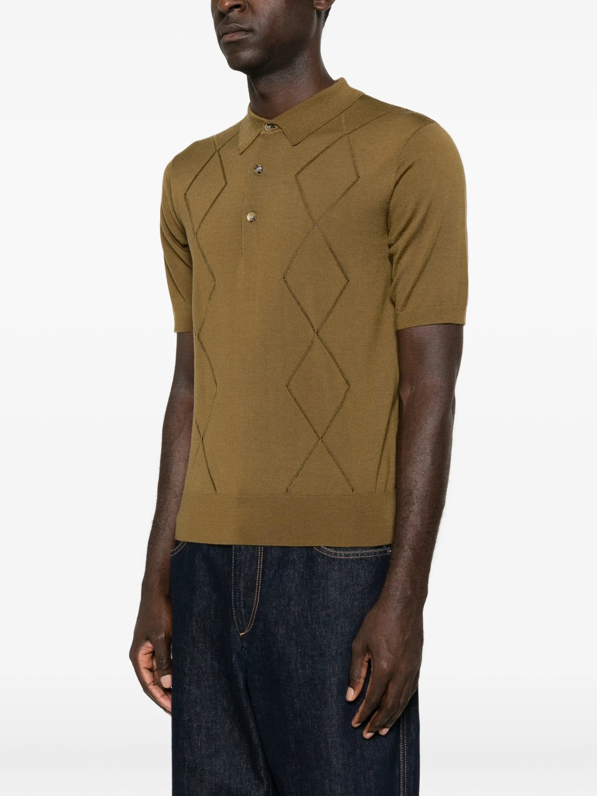 diamond-knit polo shirt