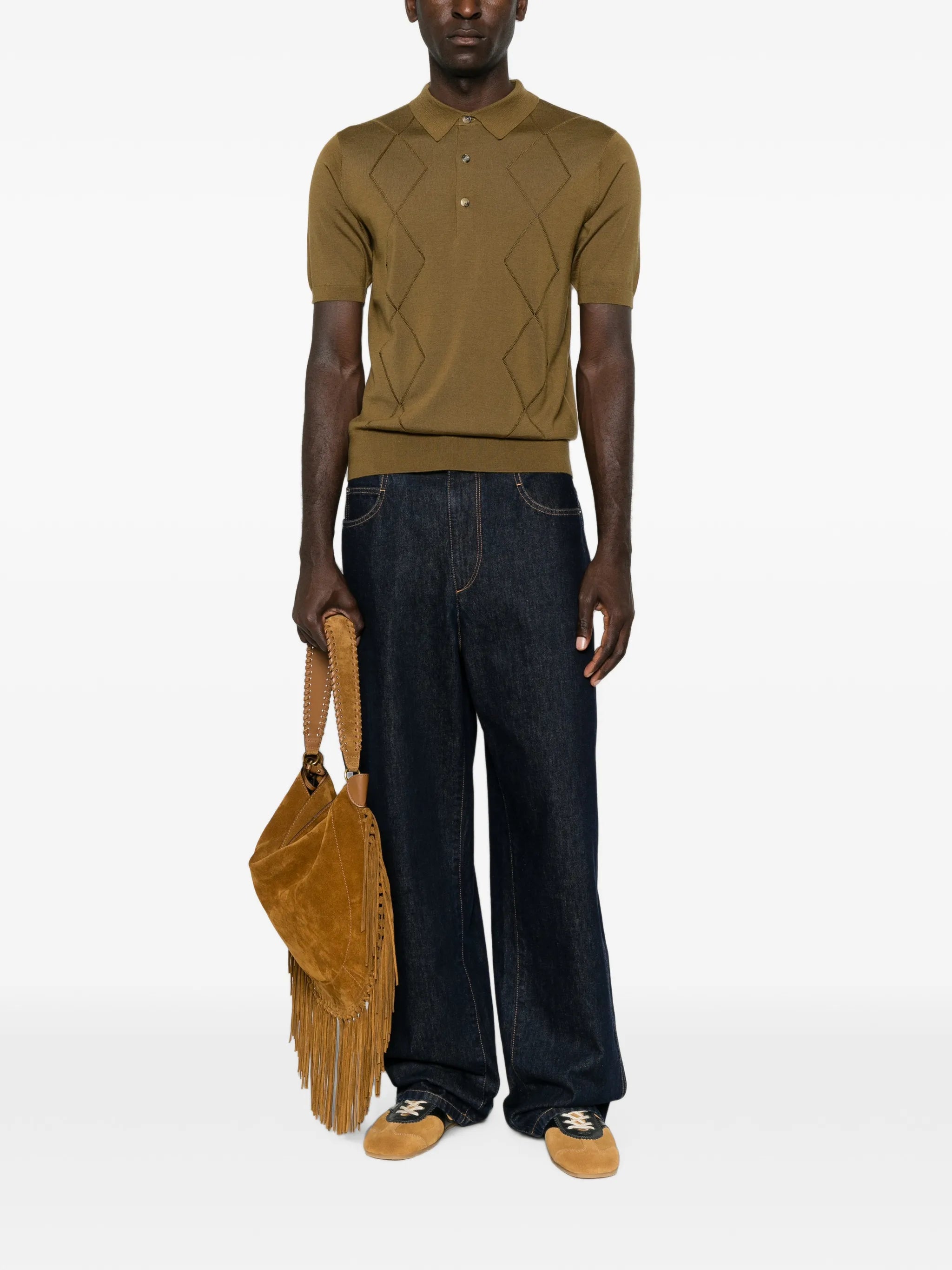 diamond-knit polo shirt