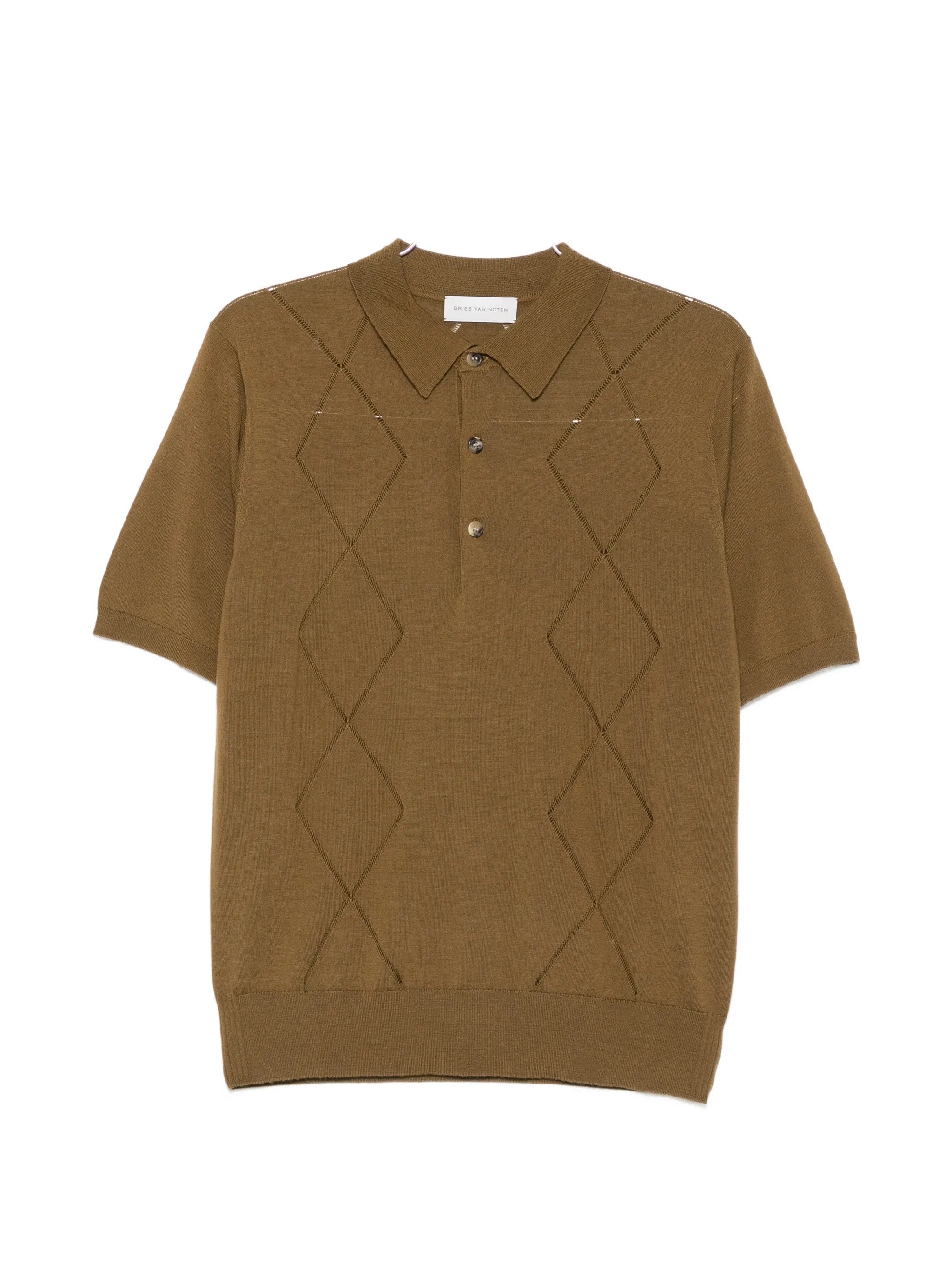 diamond-knit polo shirt