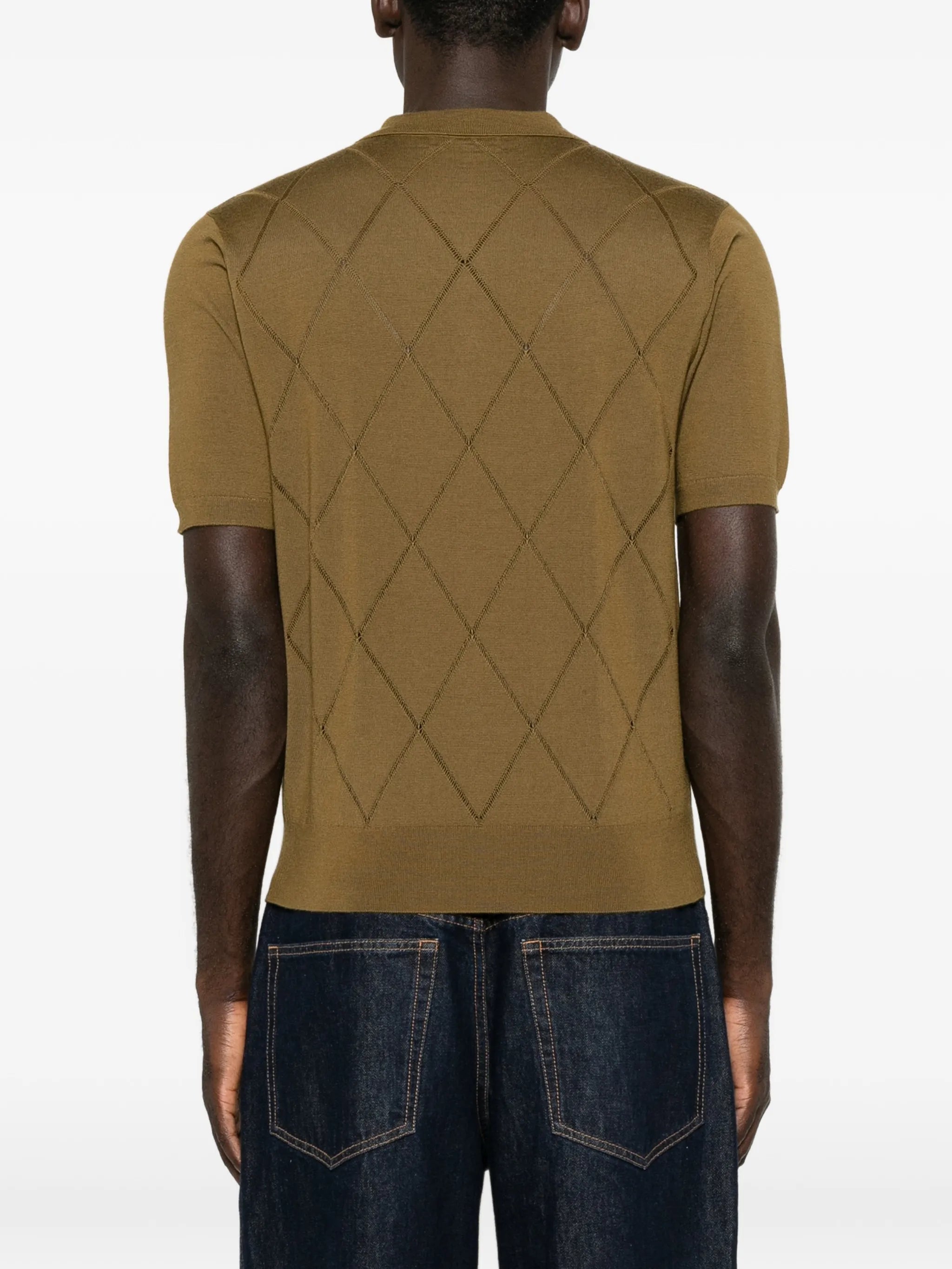 diamond-knit polo shirt