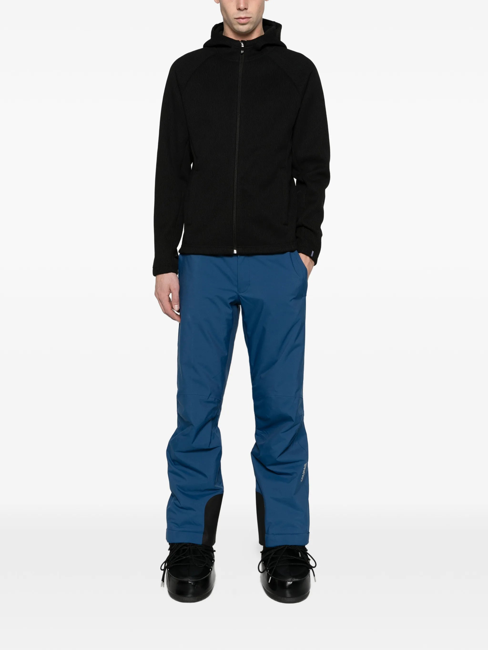 hooded rib-knit ski sweatshirt