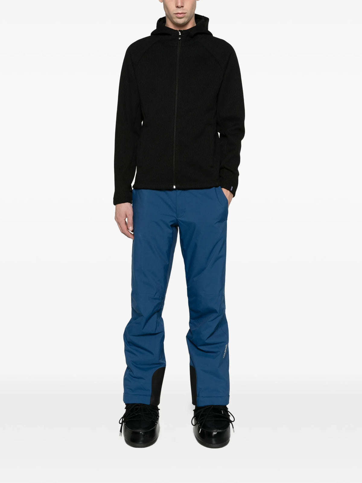 hooded rib-knit ski sweatshirt