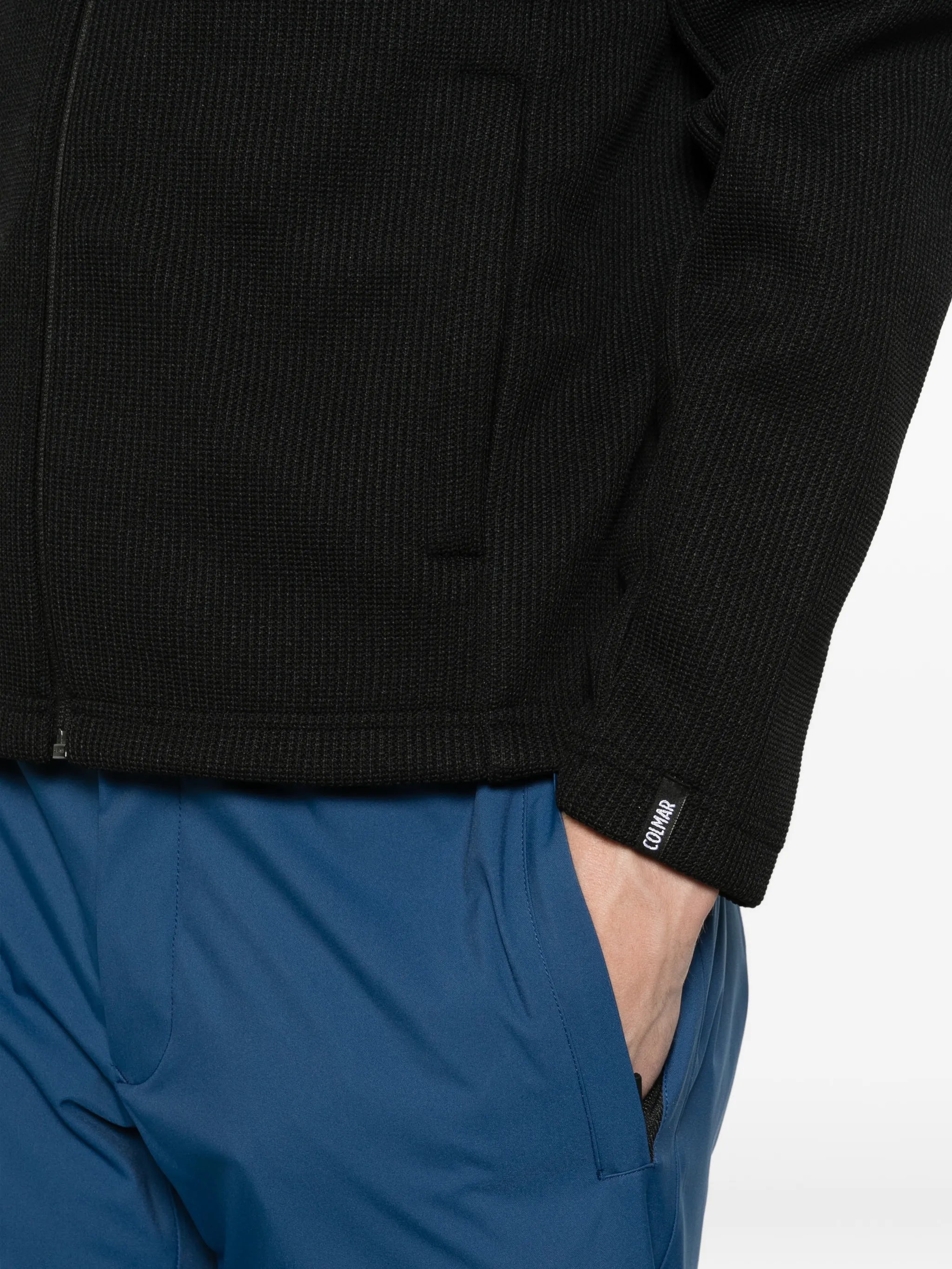 hooded rib-knit ski sweatshirt