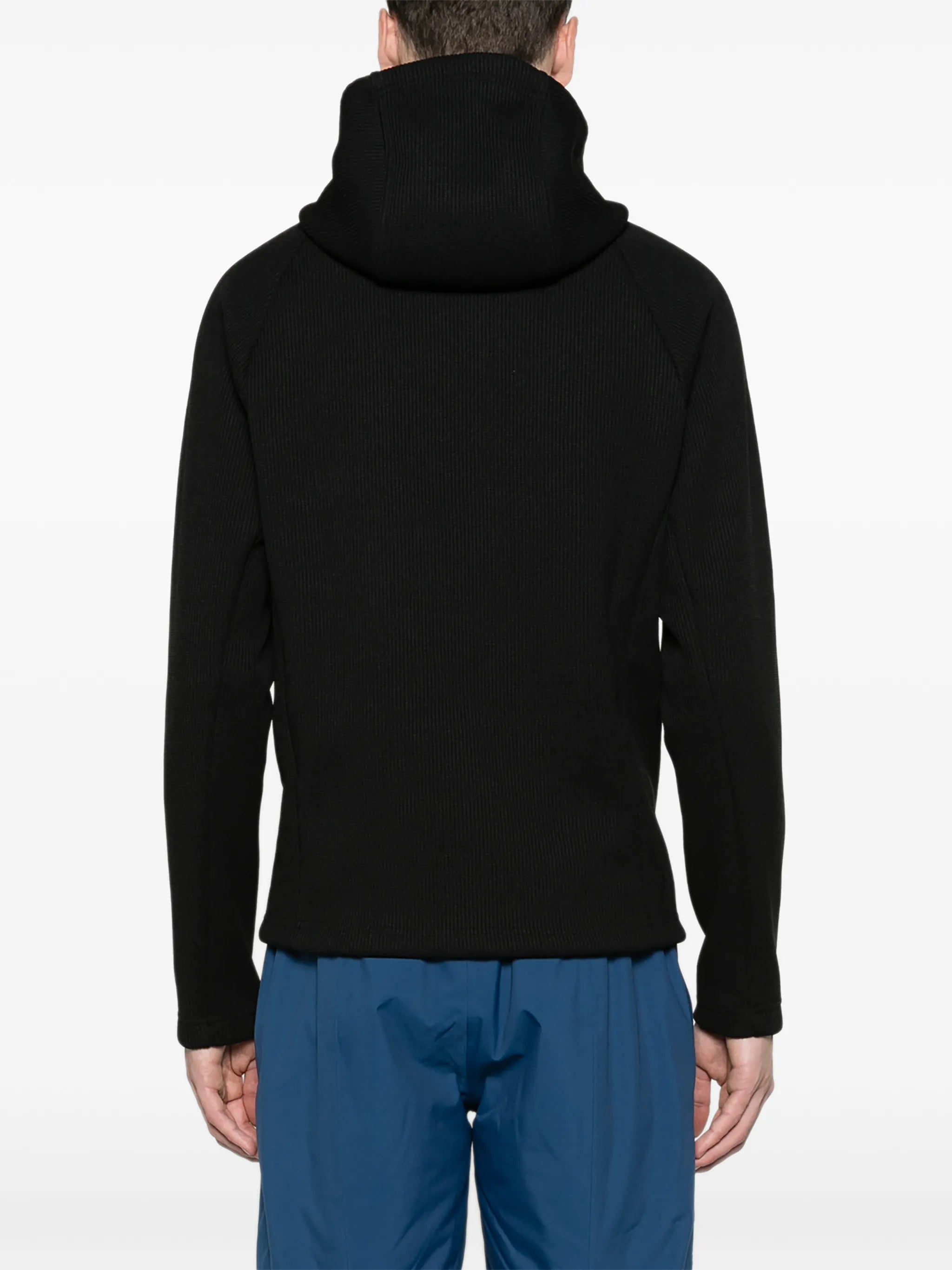 hooded rib-knit ski sweatshirt