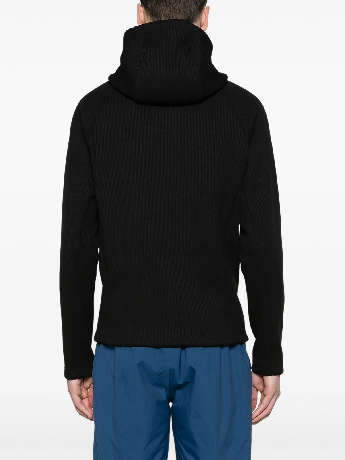 hooded rib-knit ski sweatshirt