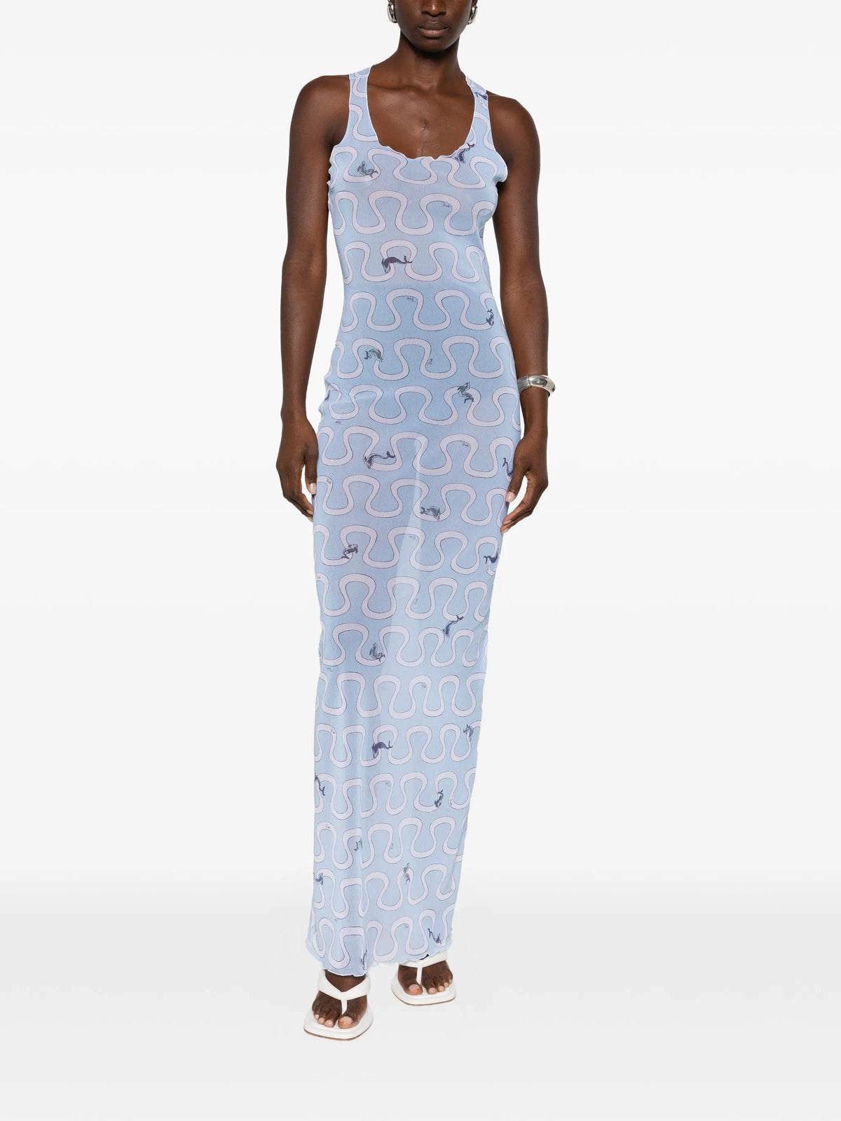 graphic-print scoop-neck maxi dress