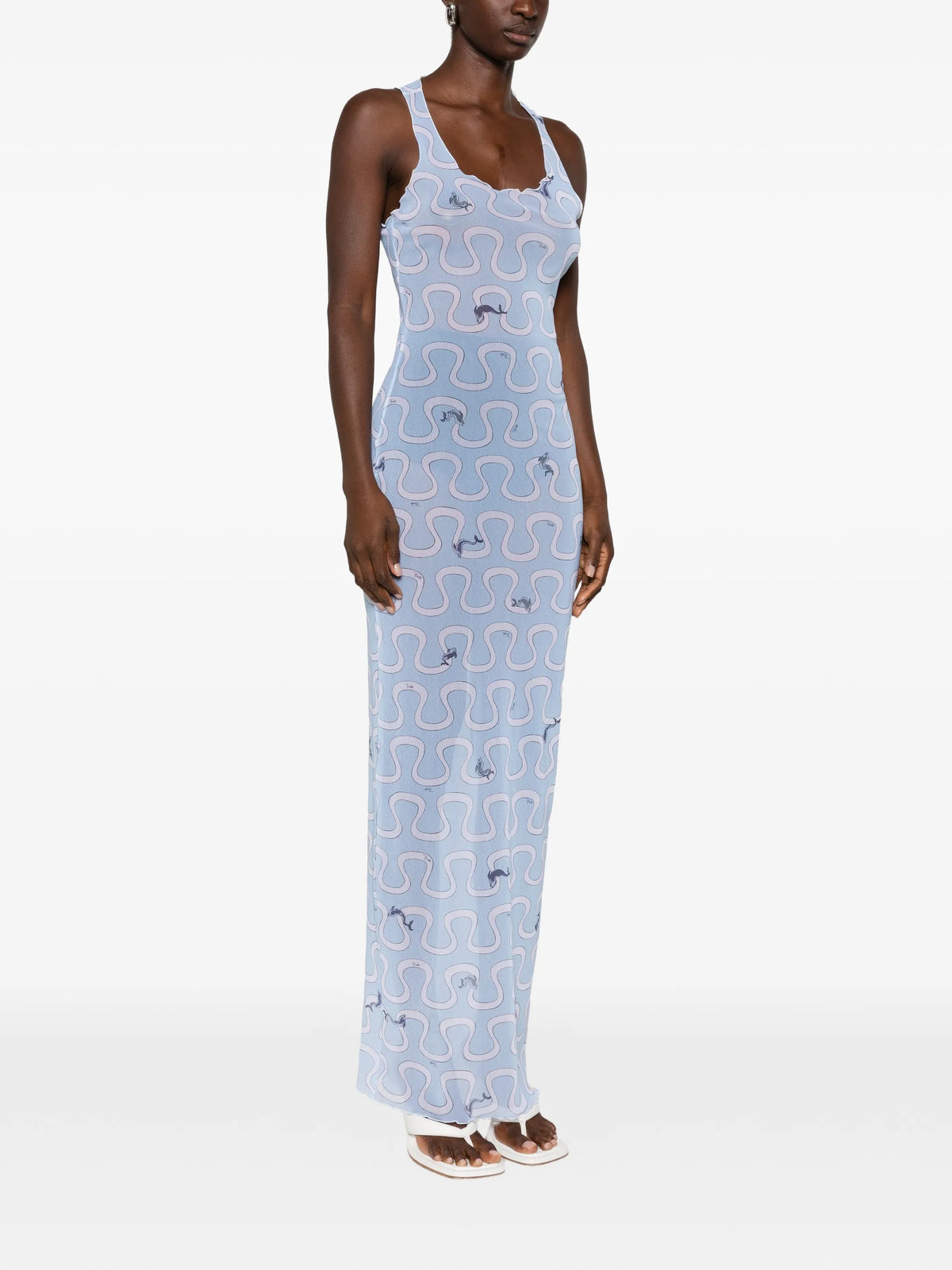 graphic-print scoop-neck maxi dress
