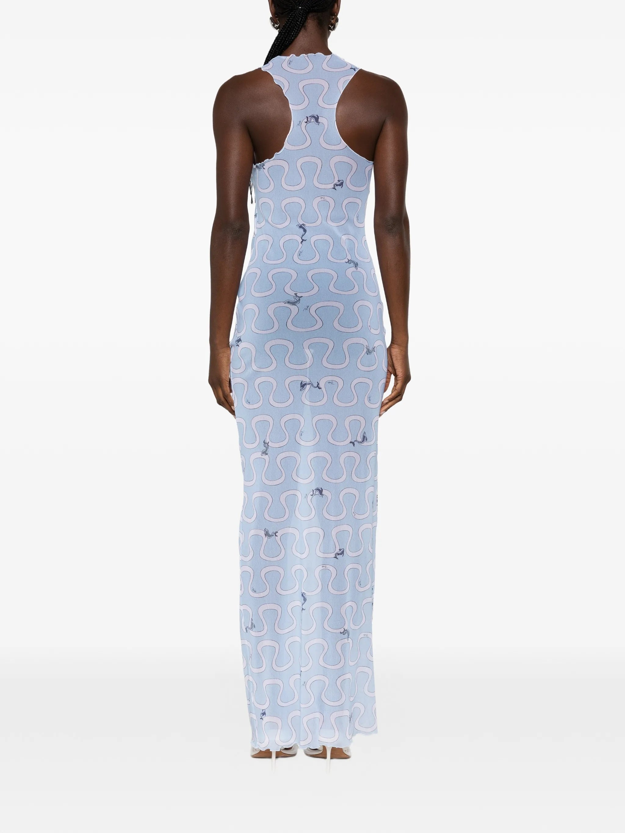 graphic-print scoop-neck maxi dress