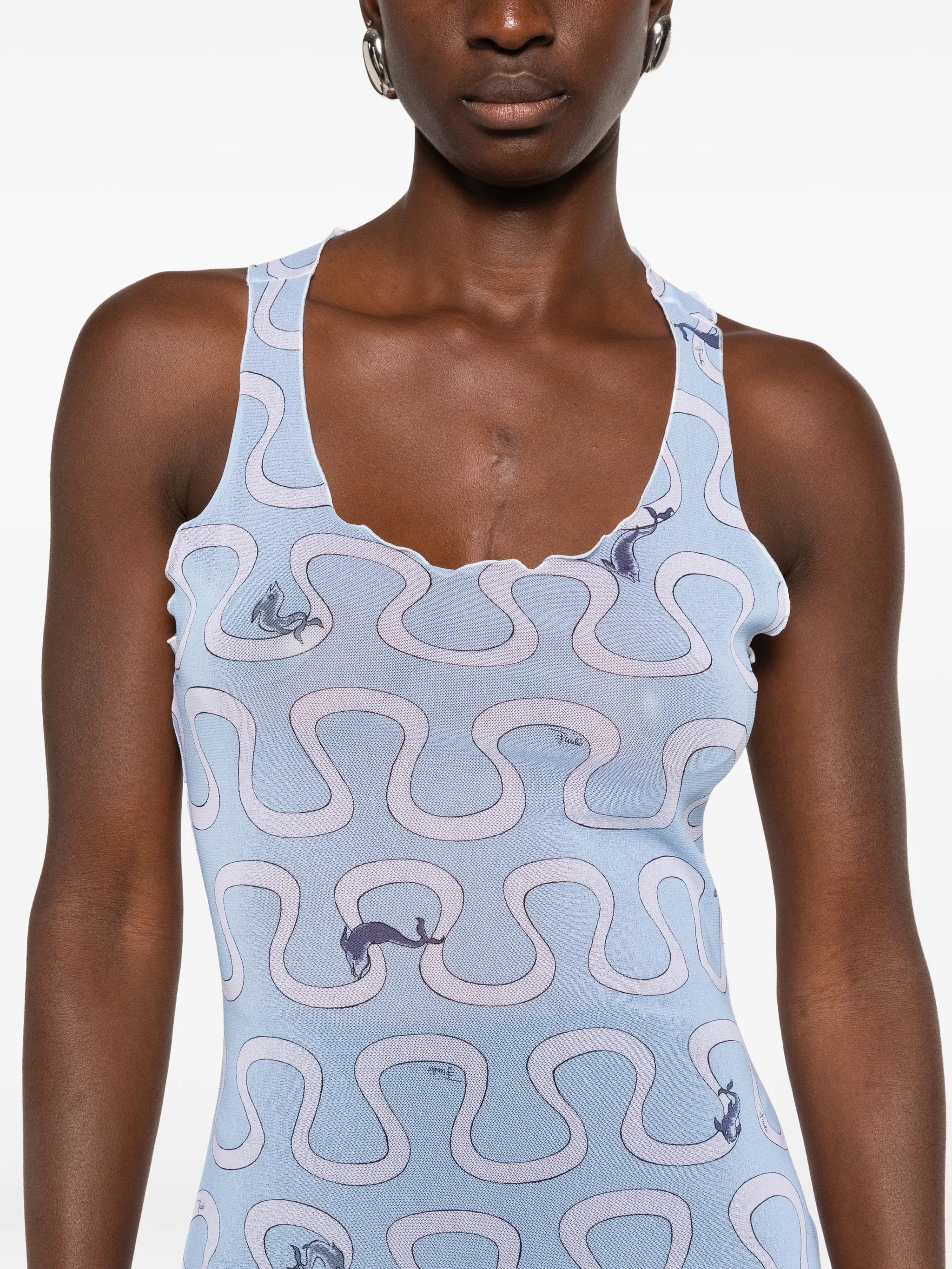 graphic-print scoop-neck maxi dress