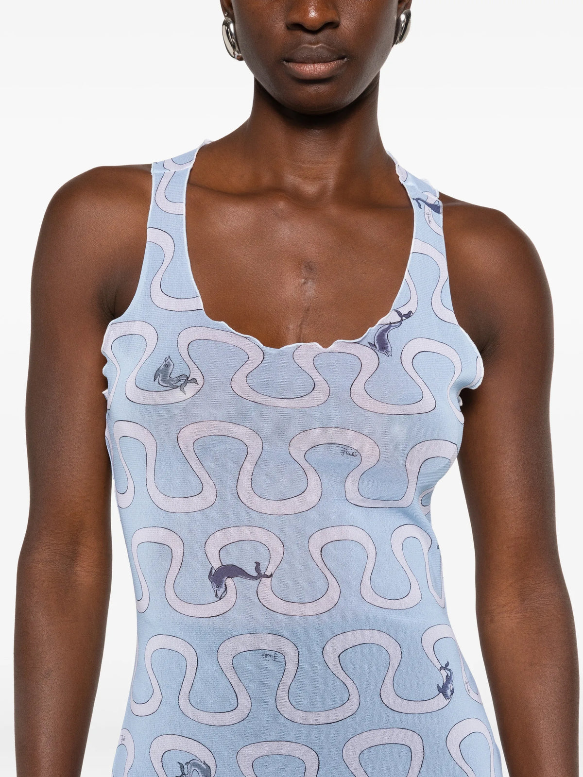 graphic-print scoop-neck maxi dress