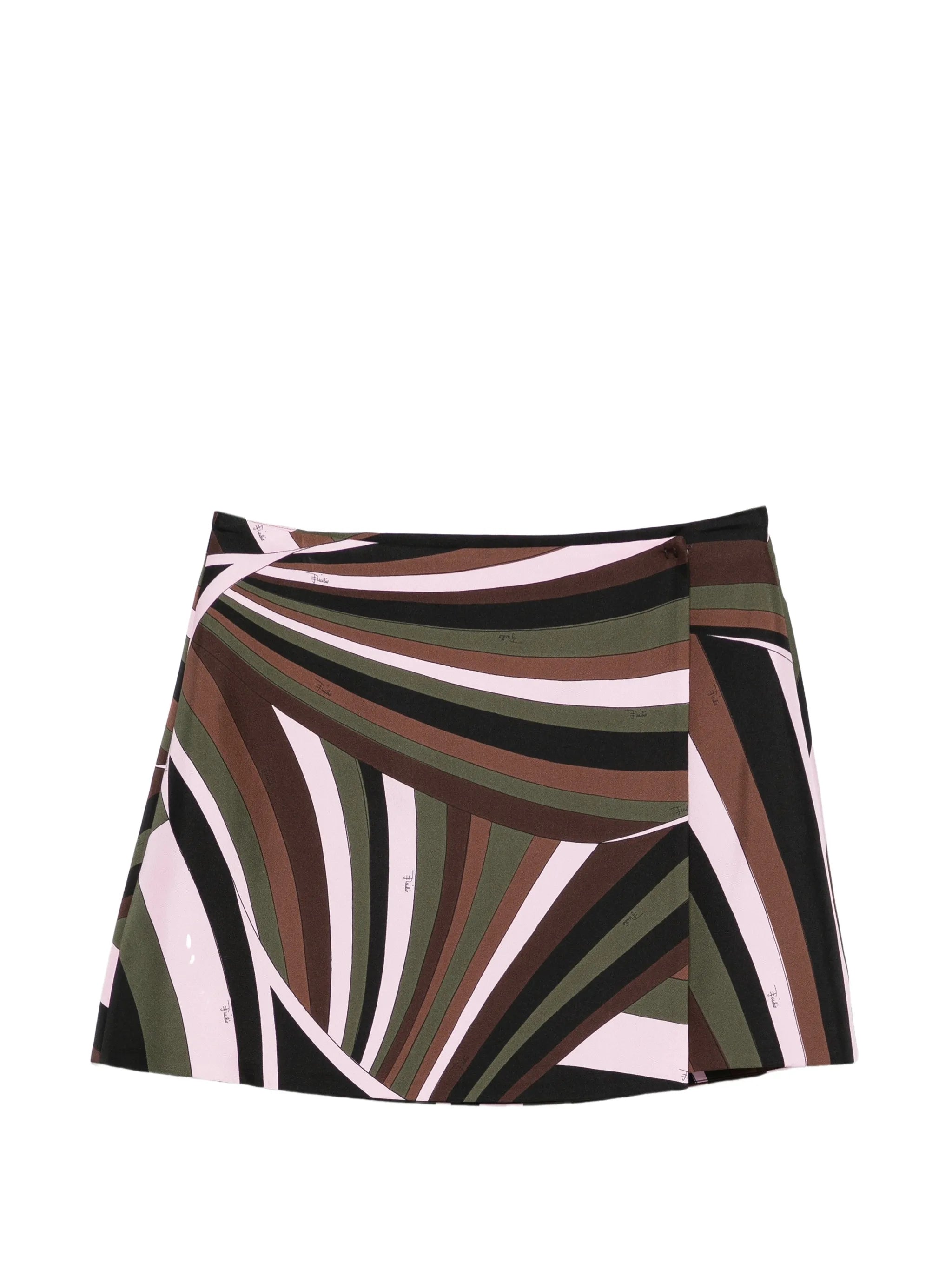 Iride-print wrap mini skirt