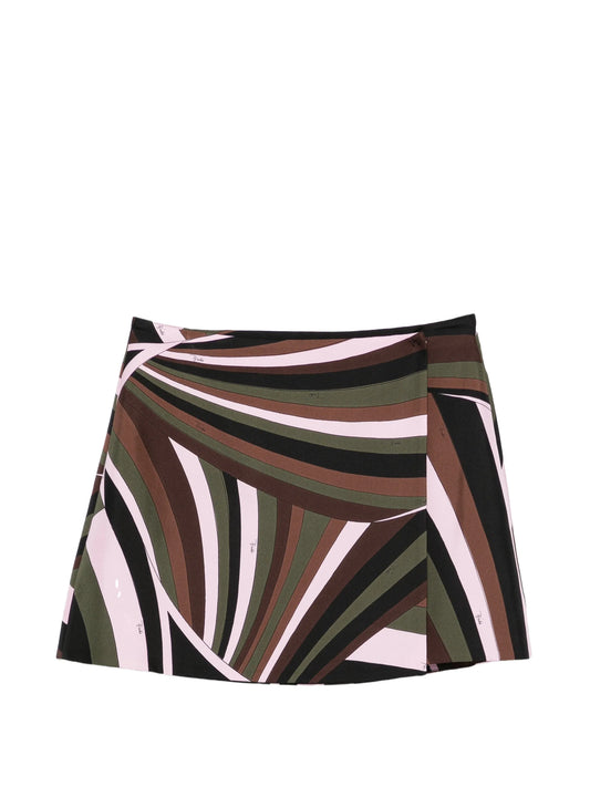 Iride-print wrap mini skirt