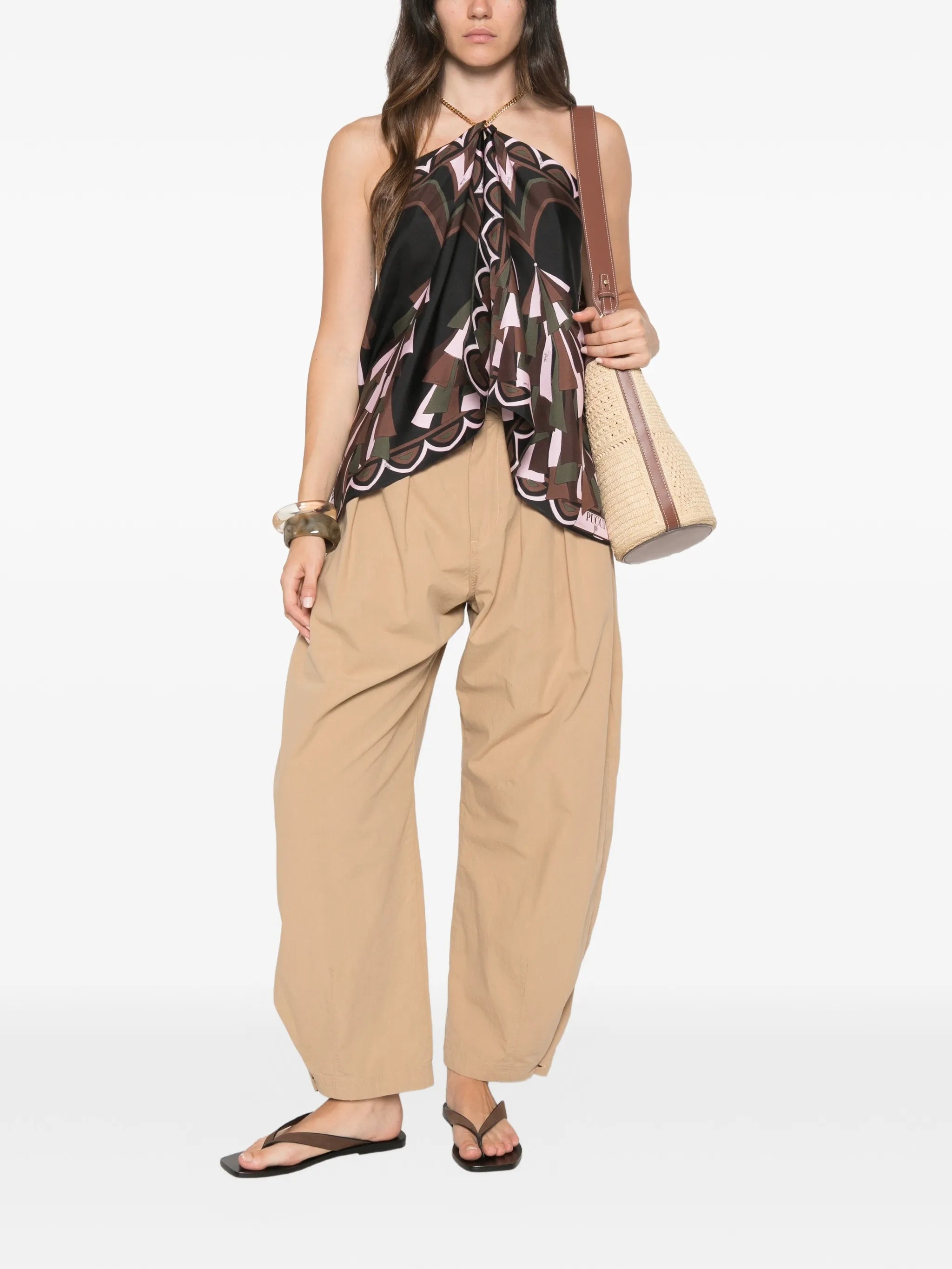 Baiadera-print chain-link halter top