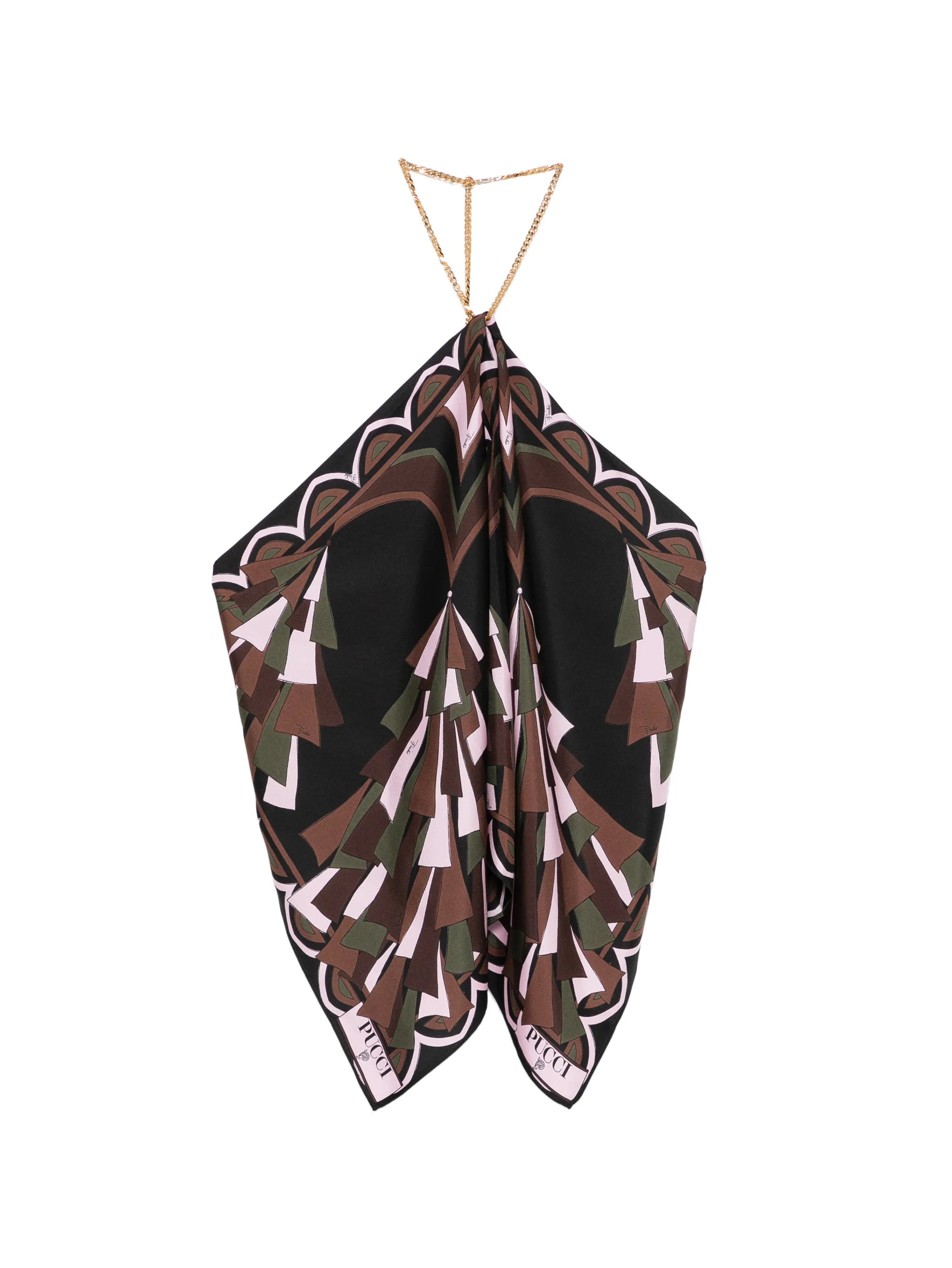 Baiadera-print chain-link halter top