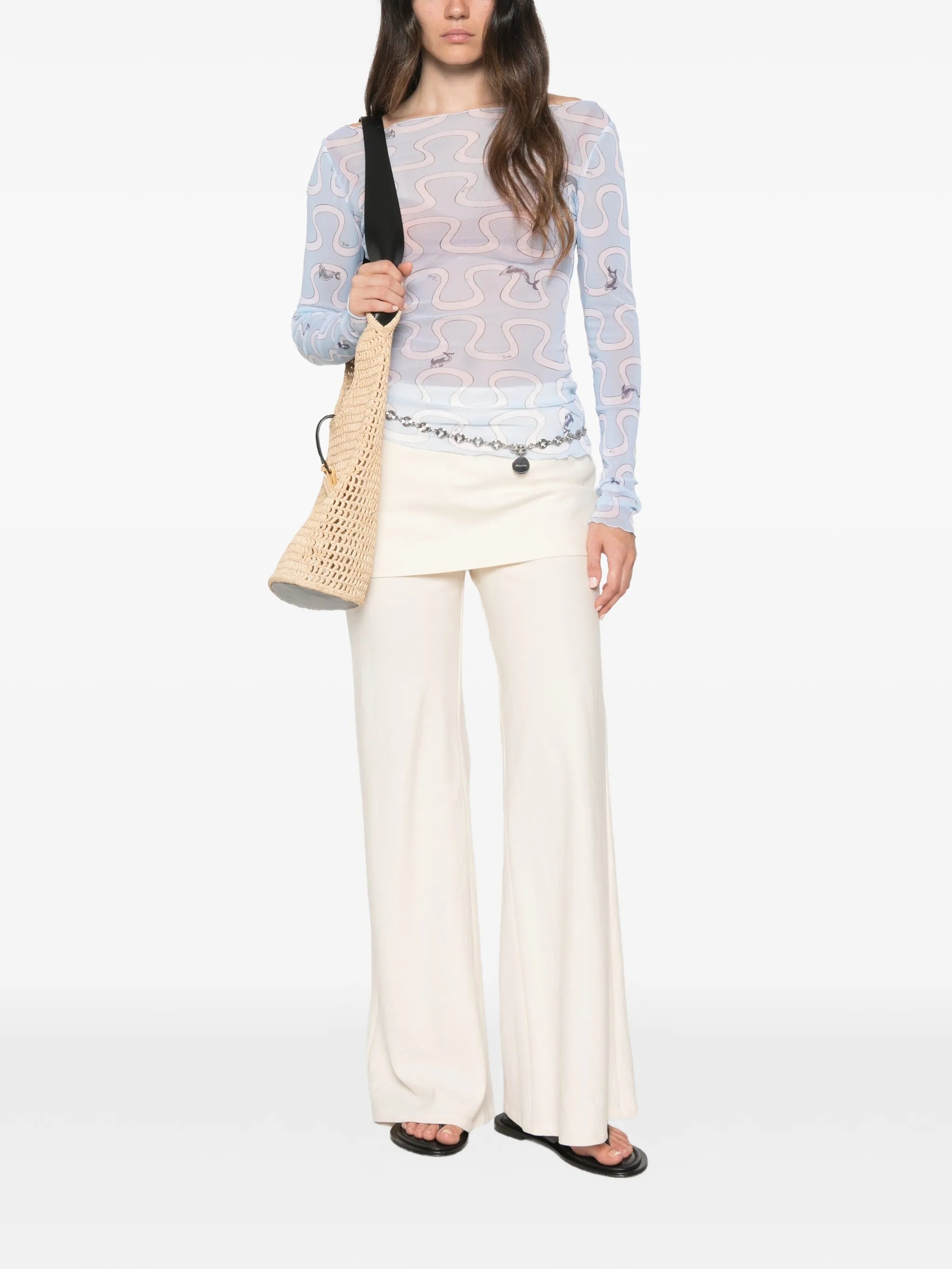 graphic-print long-sleeve top