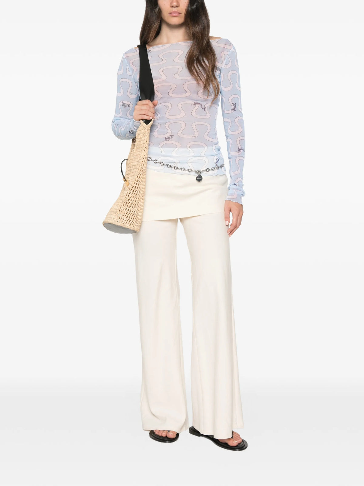 graphic-print long-sleeve top