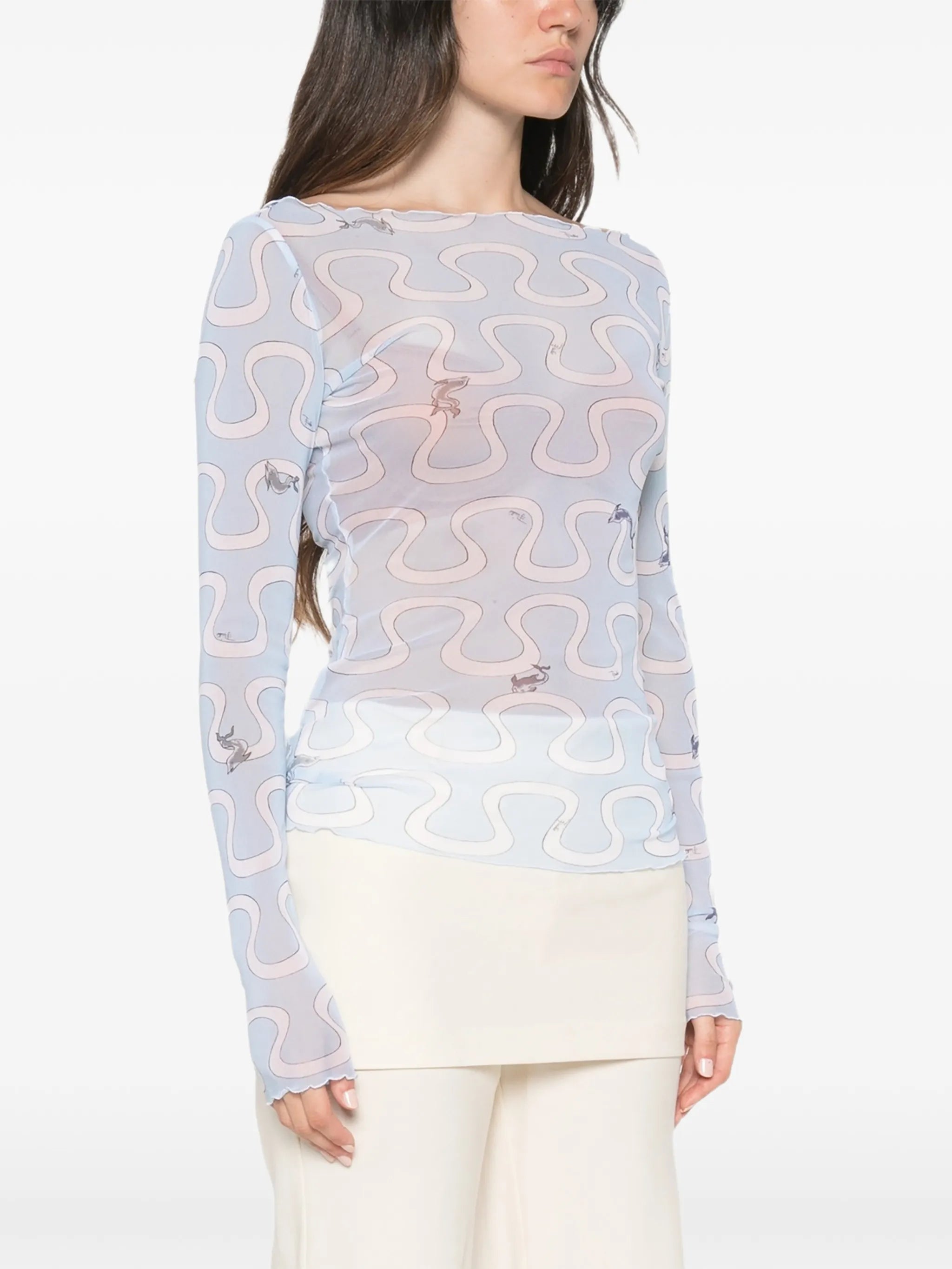 graphic-print long-sleeve top
