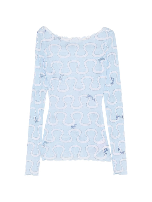 graphic-print long-sleeve top